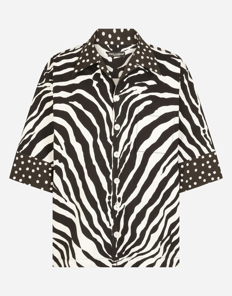 Stretch cotton Hawaiian shirt with zebra print - 3