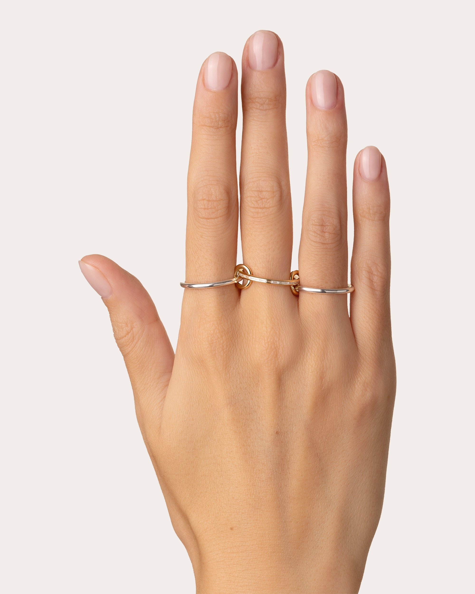 Sonja 18K Gold Sterling Silver and Diamond Linked Rings - 3