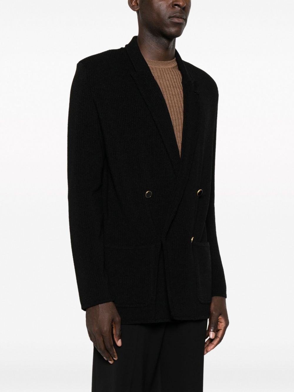 knitted double-breasted blazer - 3