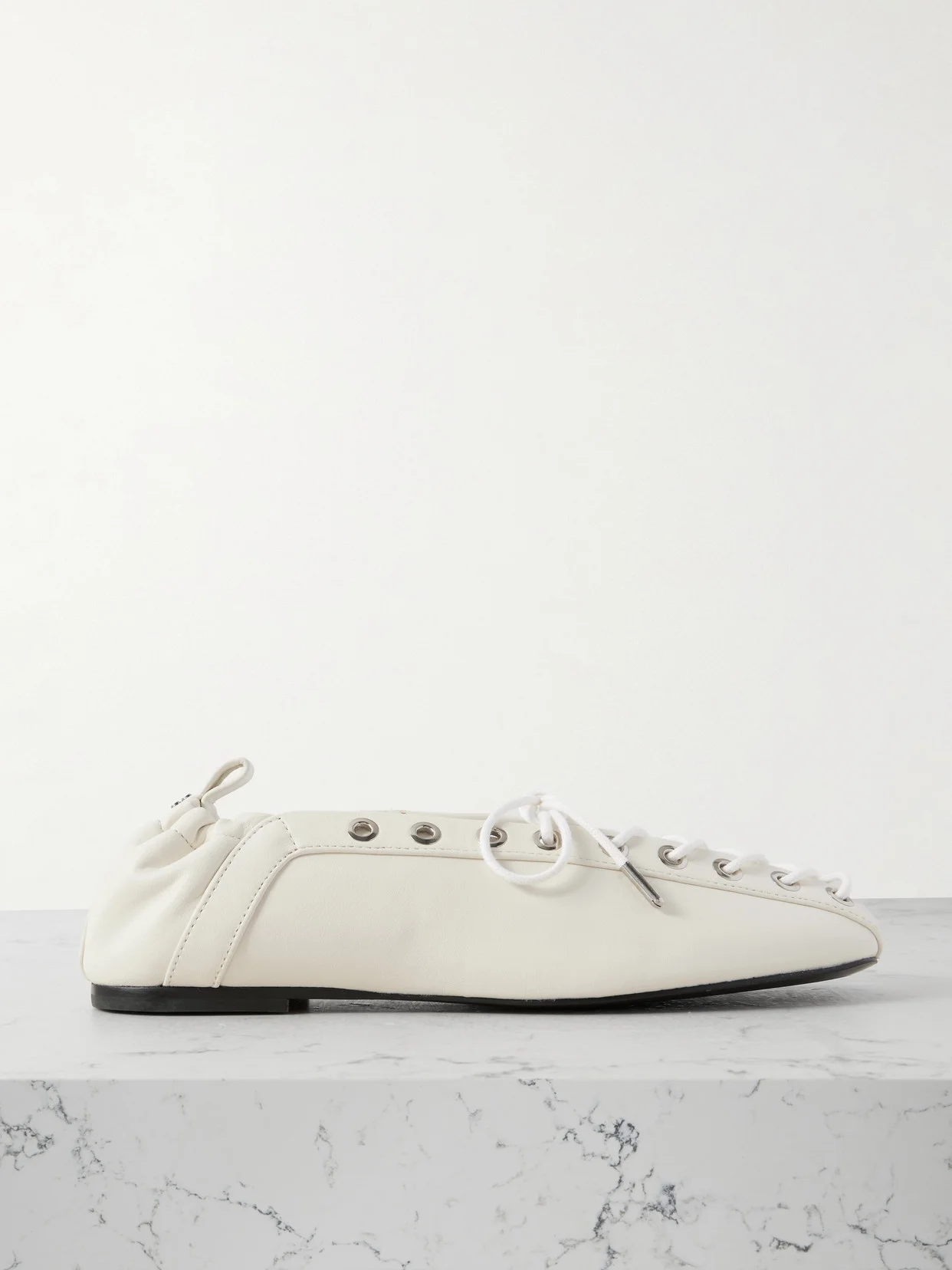 Lace-up Embellished Recycled Leather Ballet Flats - 1