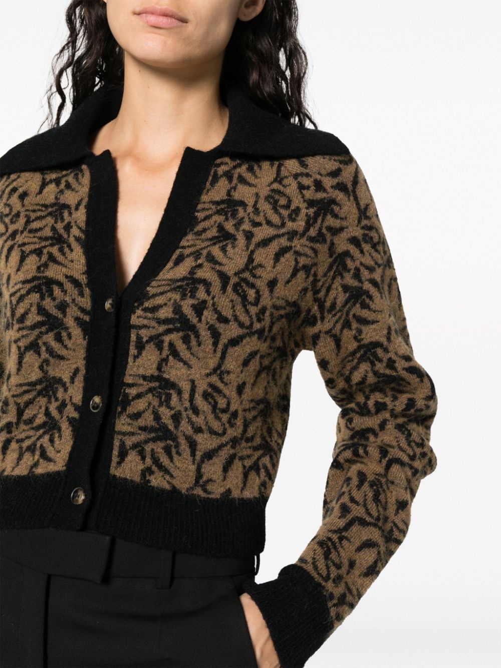 graphic-print wool-blend cardigan - 5