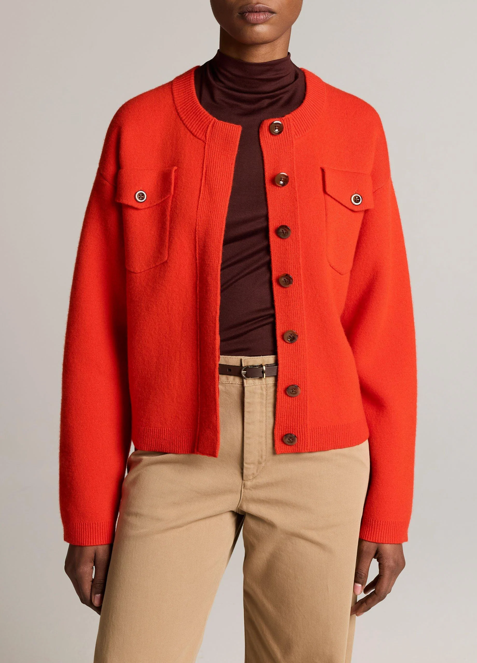 Flap Pocket Wool-Blend Sweater Jacket - 1