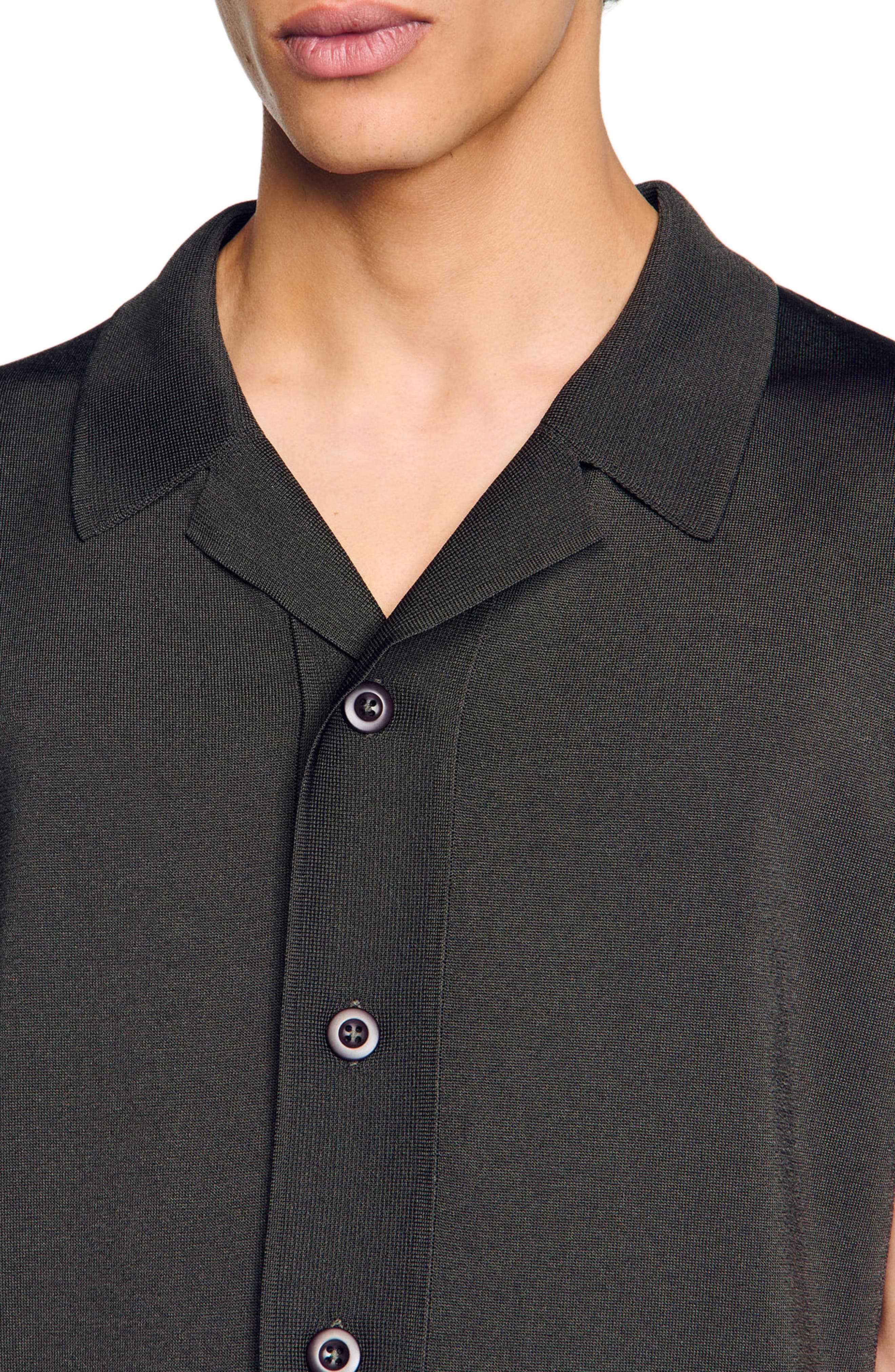 SANDRO Short-sleeved shirt in Dark Kaki. at Nordstrom - 4