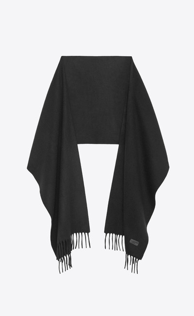 SAINT LAURENT knit fringed scarf in black cashmere outlook