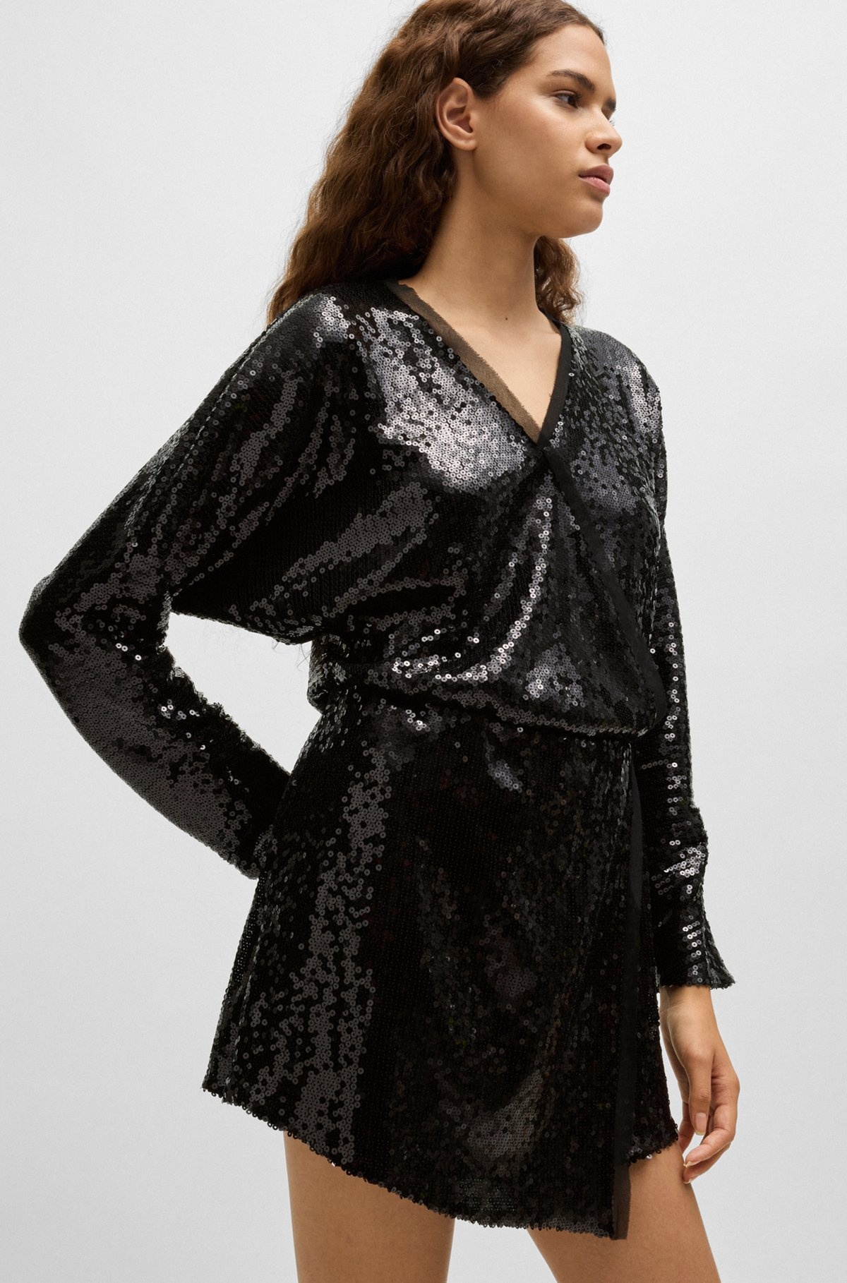 SEQUINNED JUMPSUIT WITH WRAP FRONT - 6