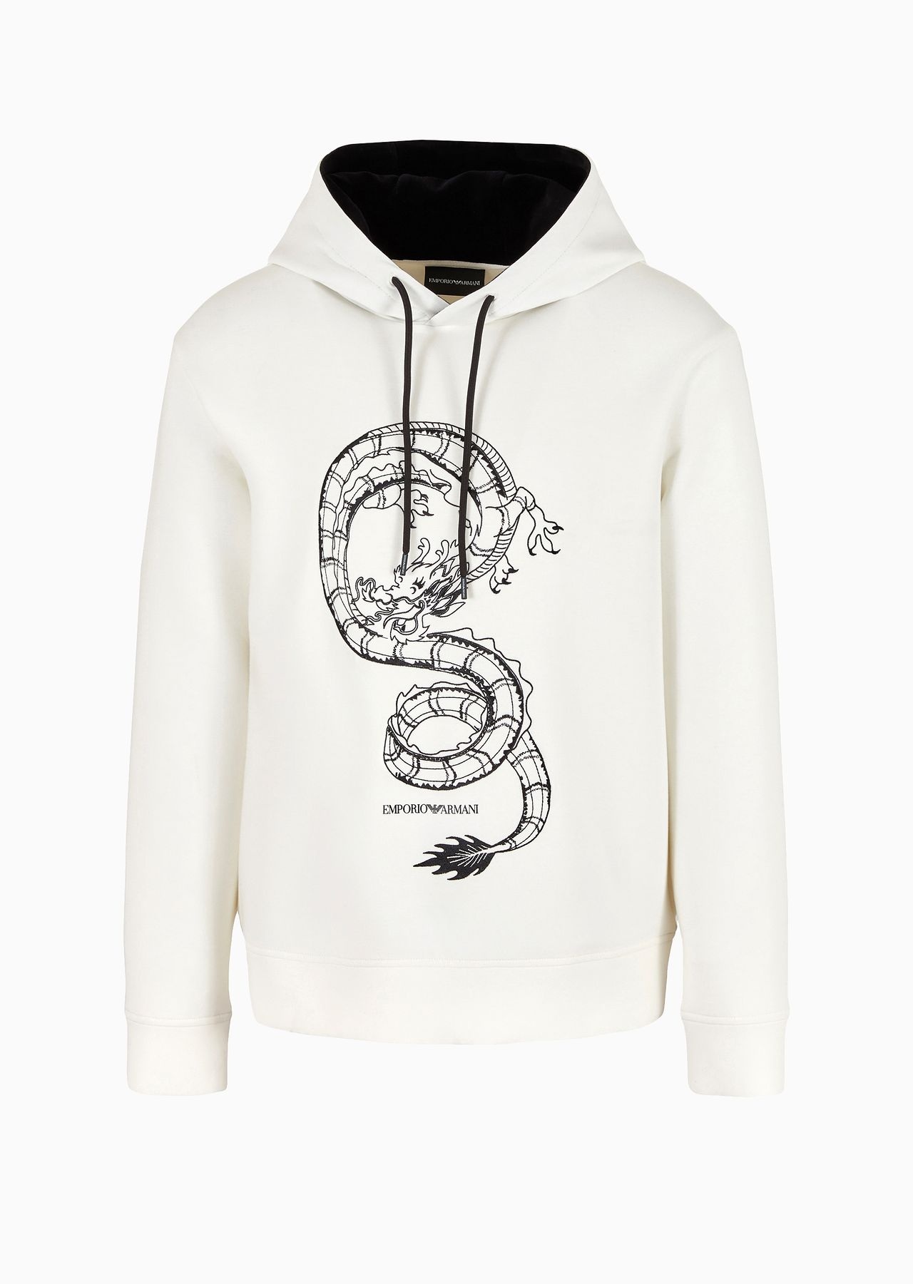 Double-jersey hooded sweatshirt with dragon embroidery - 1