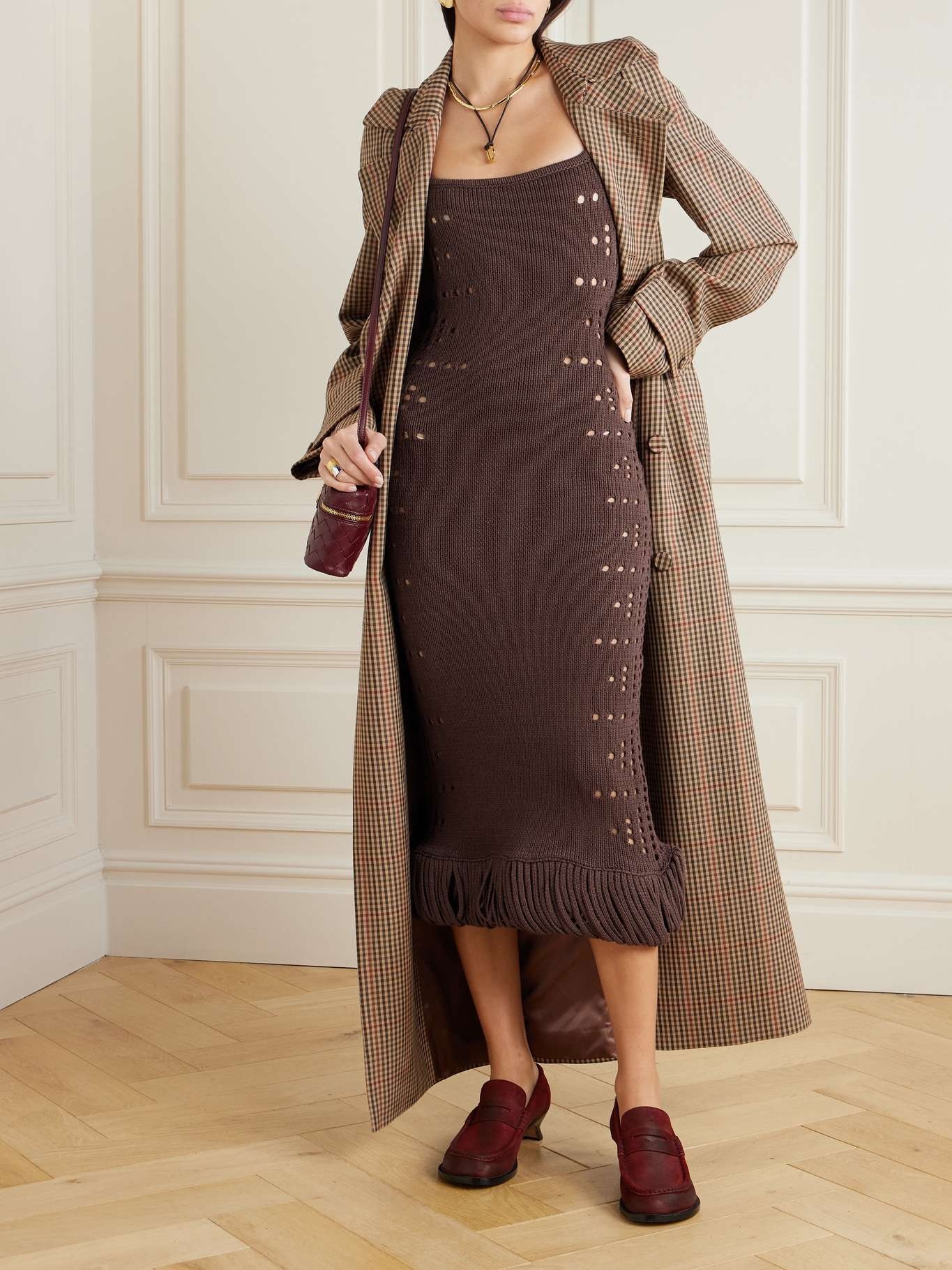 Moore fringed pointelle-knit cotton-blend maxi dress - 2