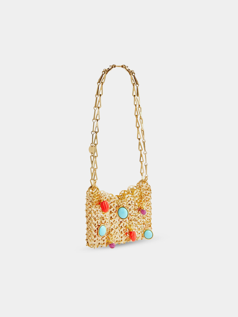 rabanne ICONIC GOLD NANO 1969 BAG EMBELISHED WITH MULTI COLORED PAMPILLES outlook