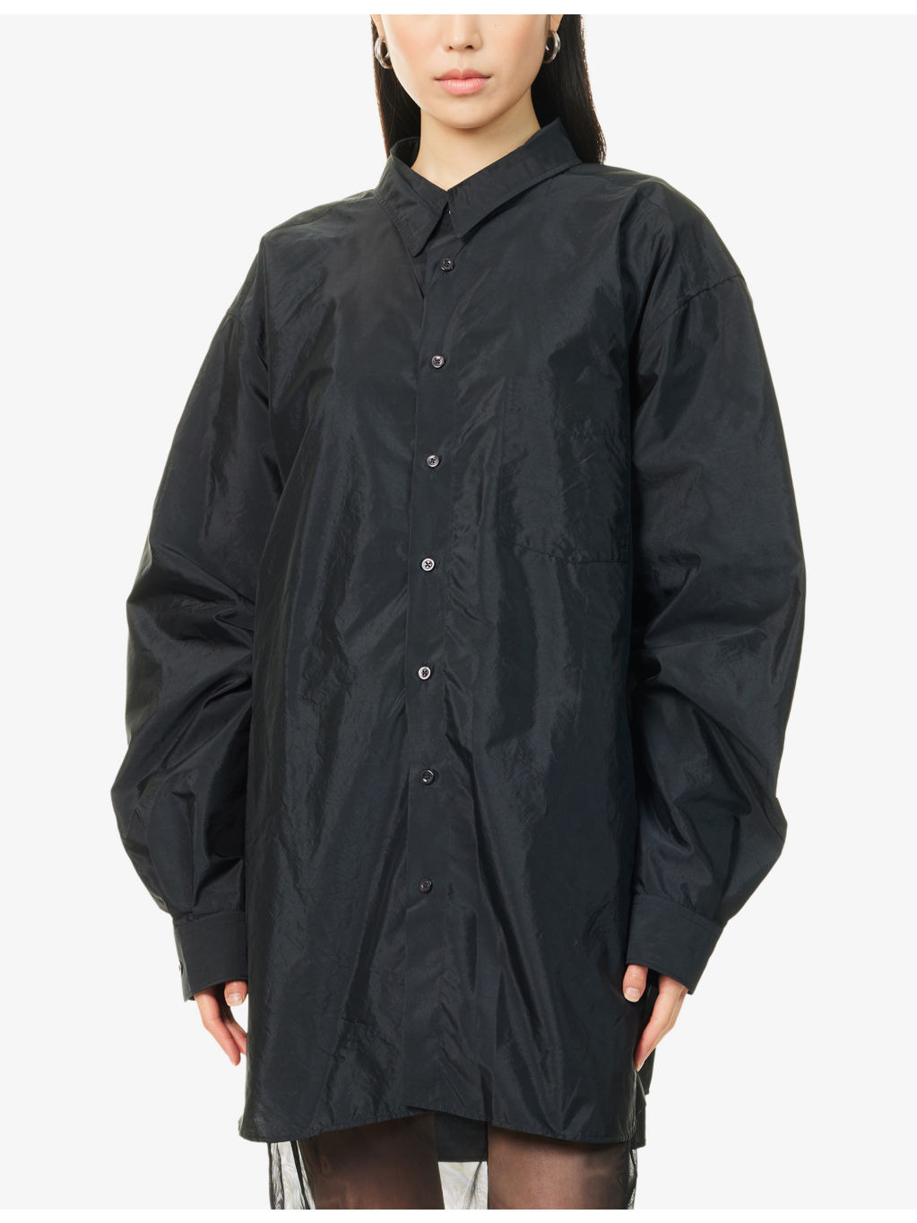 Oversized Long-Sleeves Woven Shirt - 3