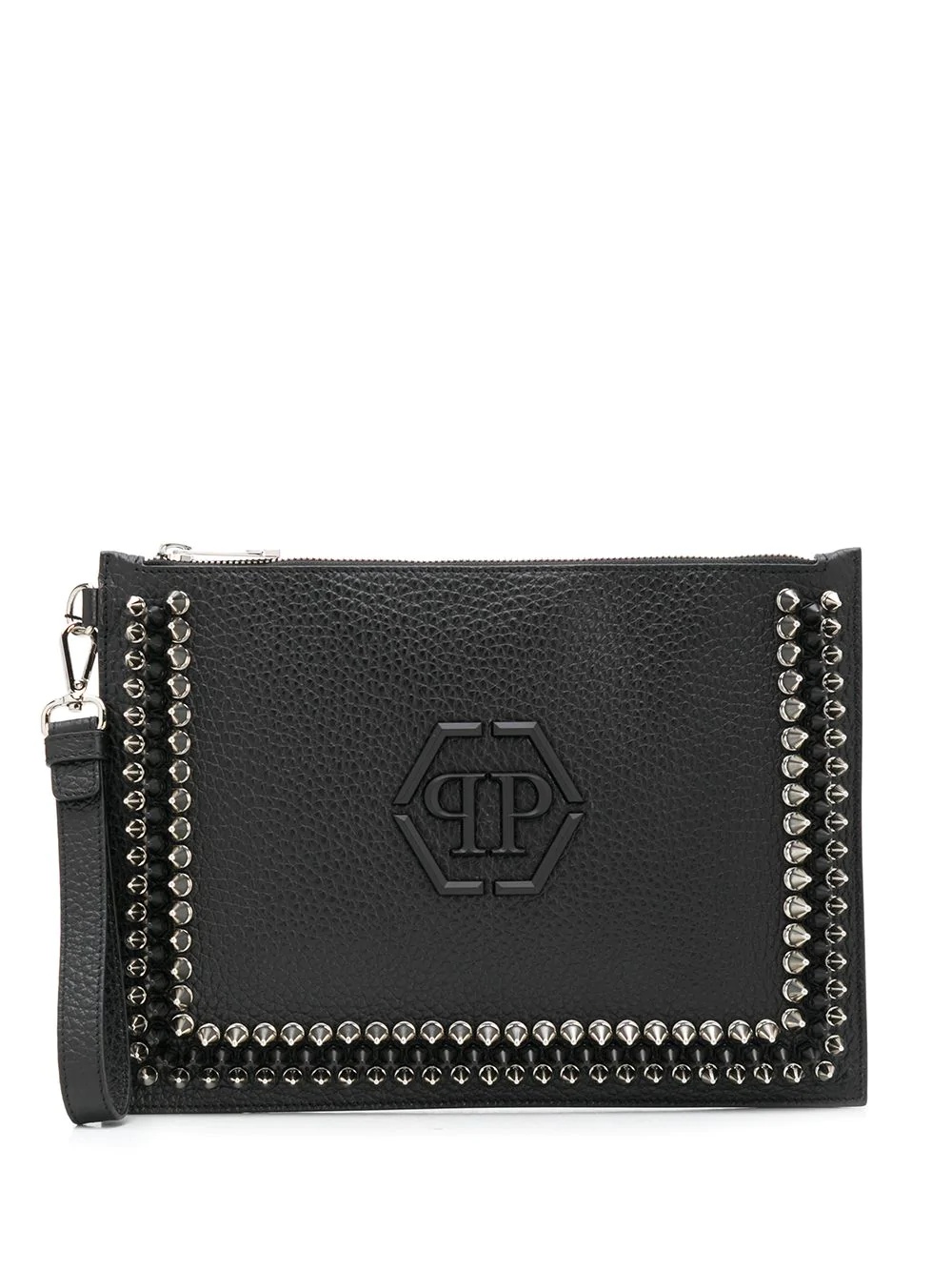 flat studded clutch bag - 1