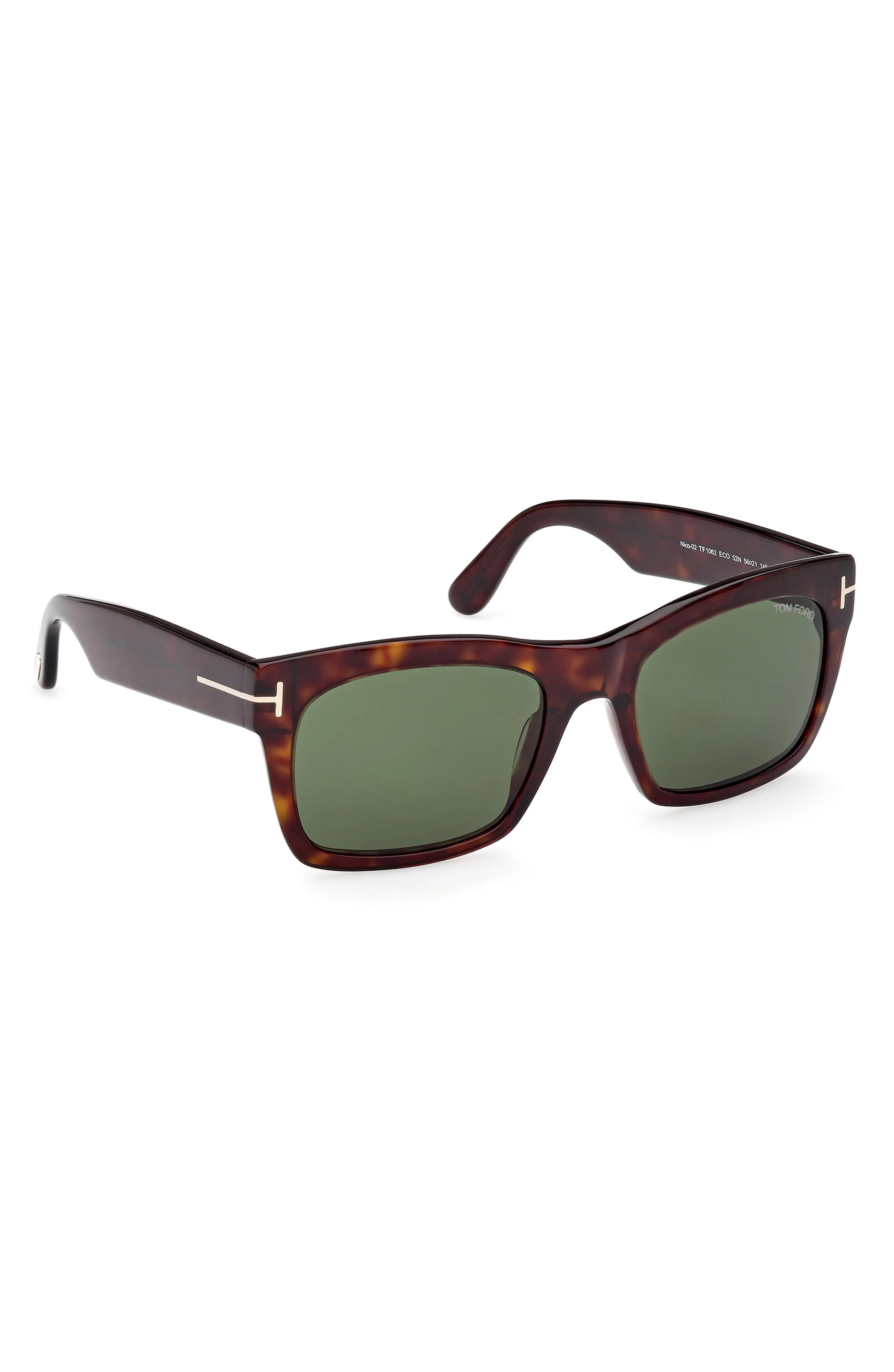 Nico 56mm Square Sunglasses in Classic Dark Havana /Green - 6