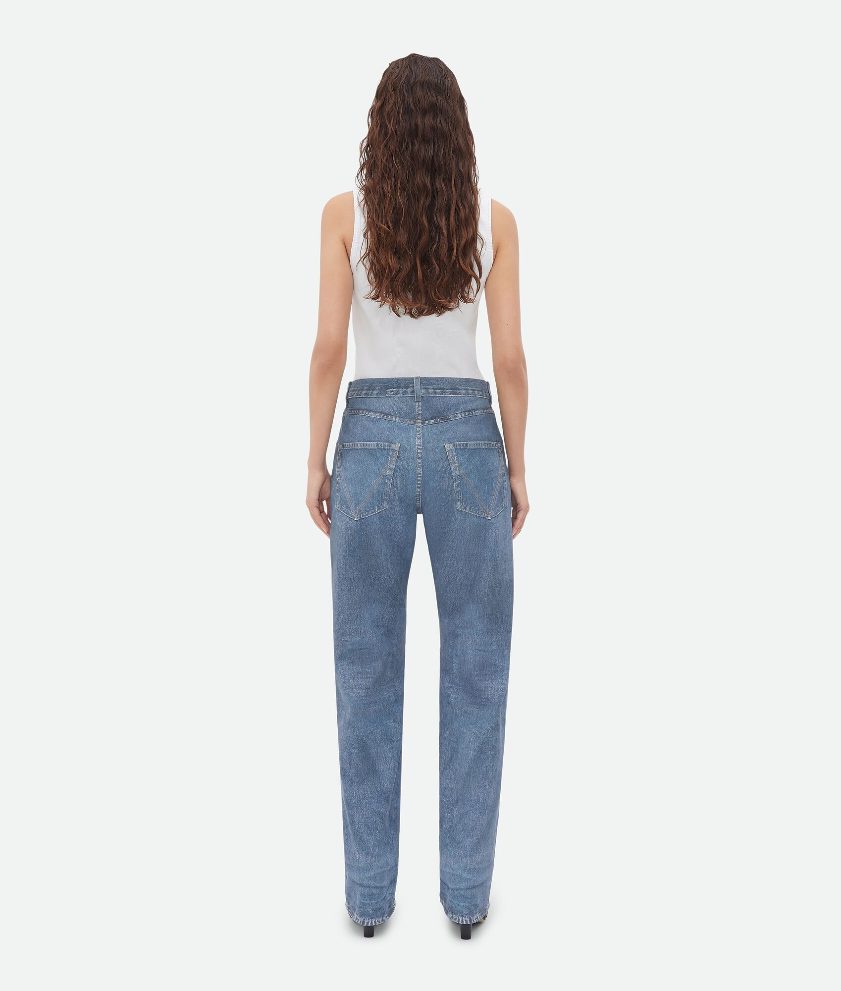 denim-effect printed leather trousers - 3