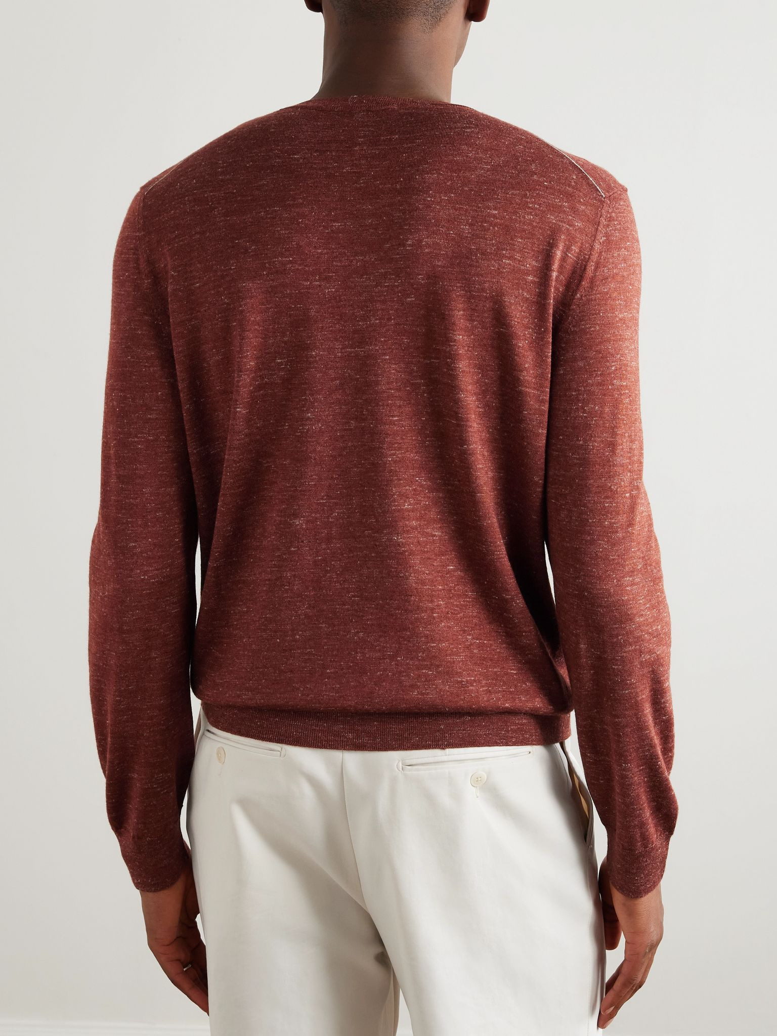 Mulberry Silk, Cashmere and Linen-Blend Sweater Red - 4