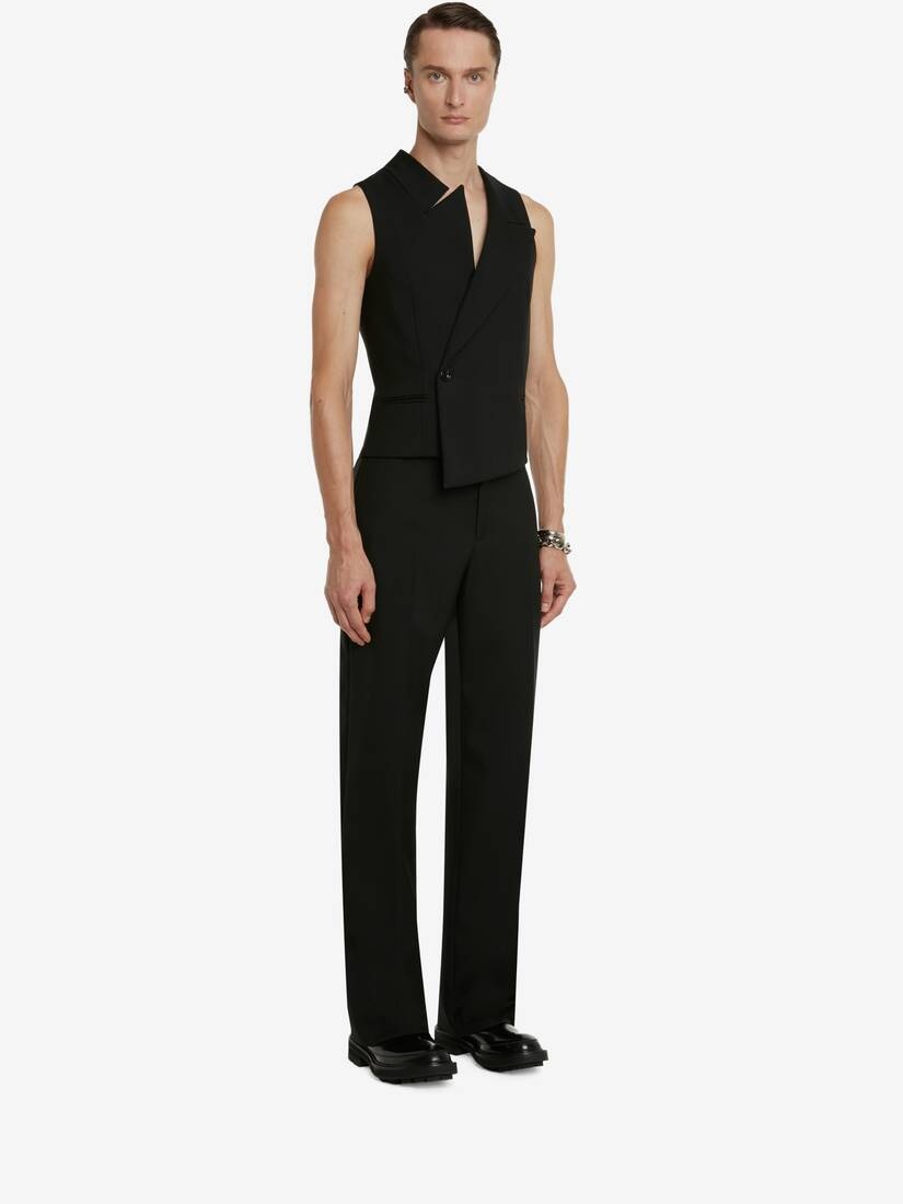 Asymmetric Waistcoat in Black - 3