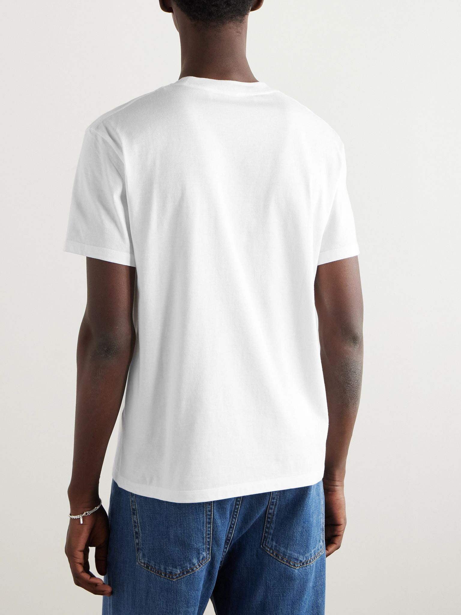 Logo-Appliquéd Cotton-Jersey T-Shirt White - 4