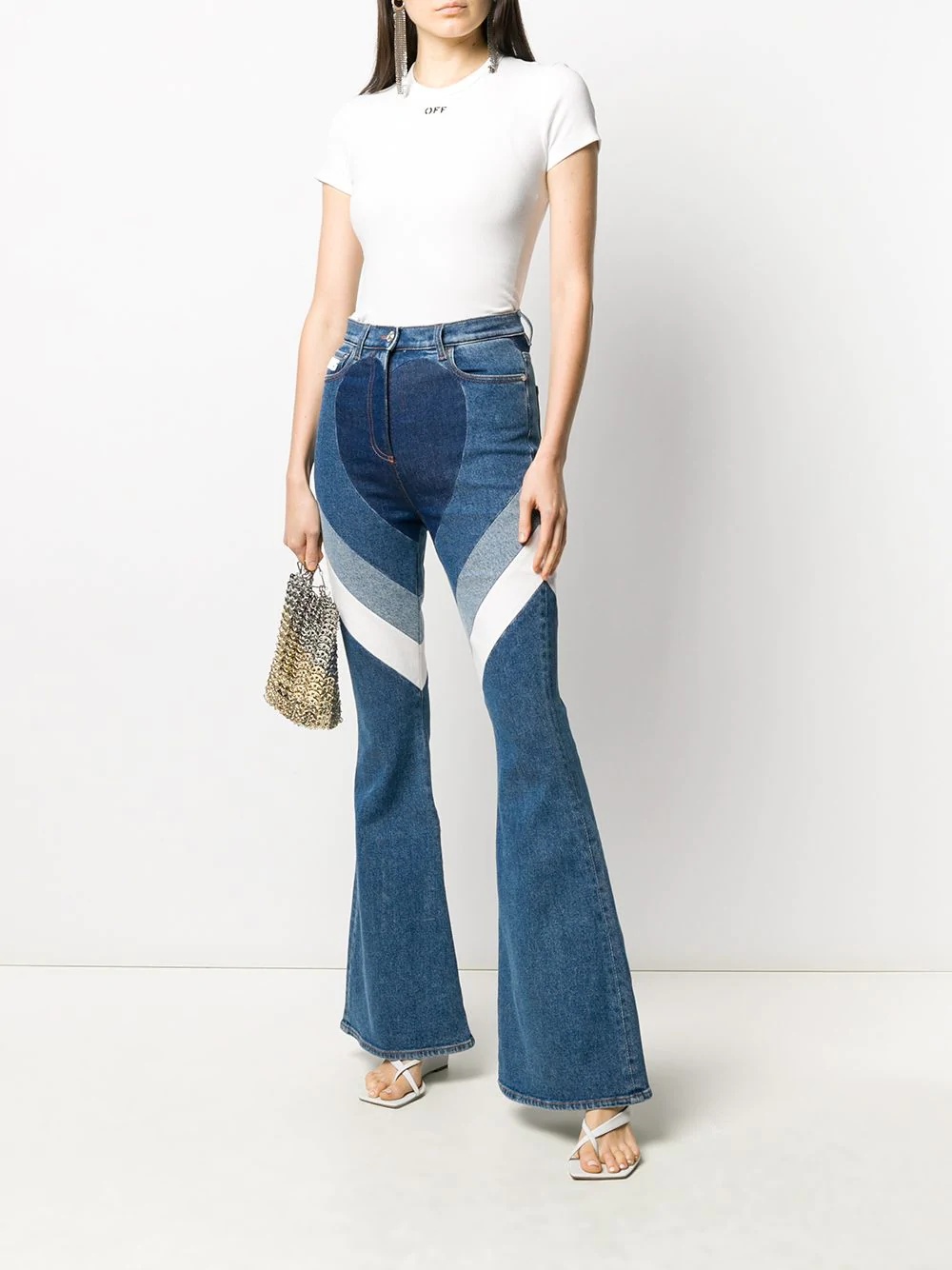 stripe flared jeans - 2