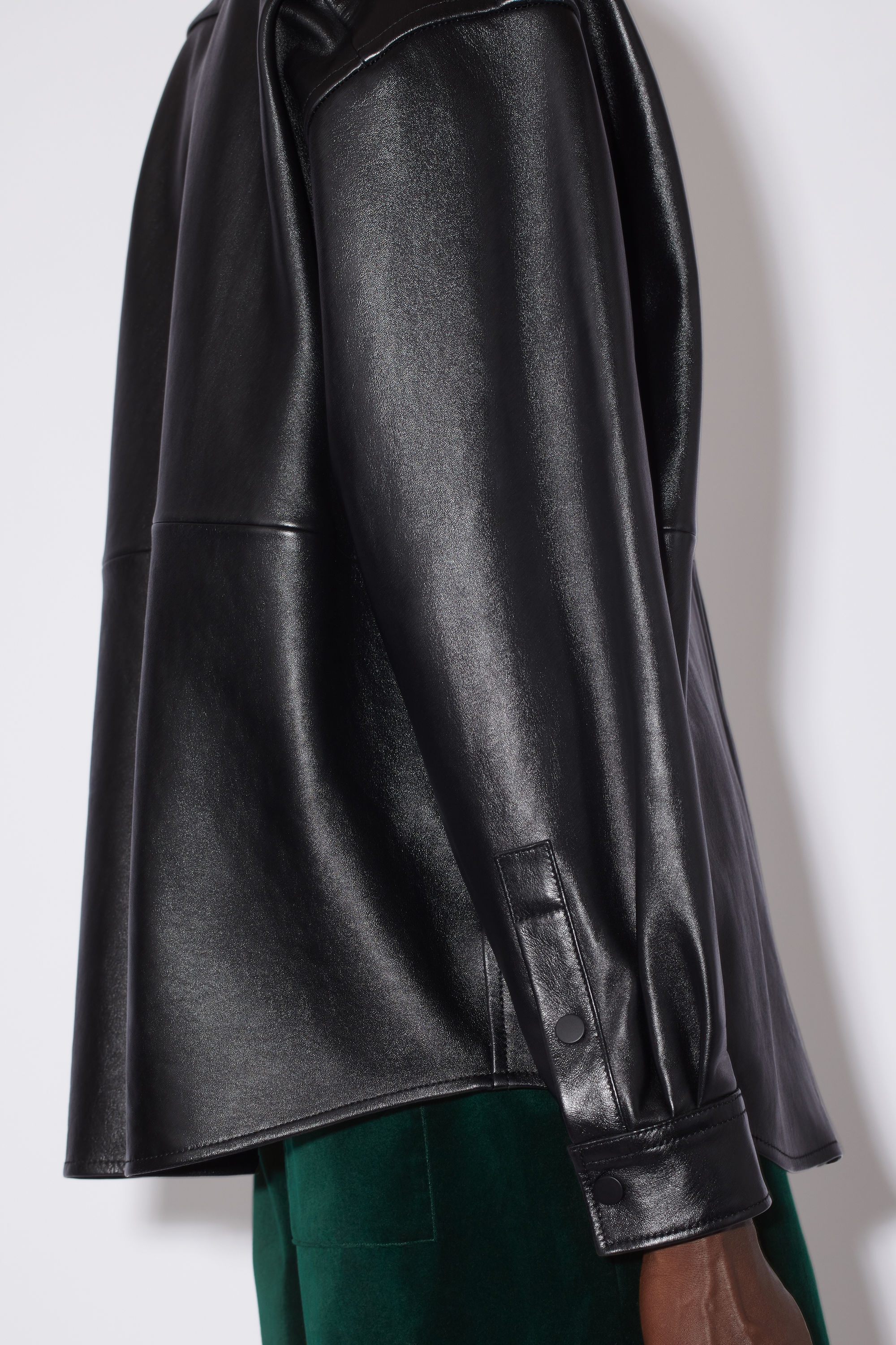 Leather overshirt - Black - 5