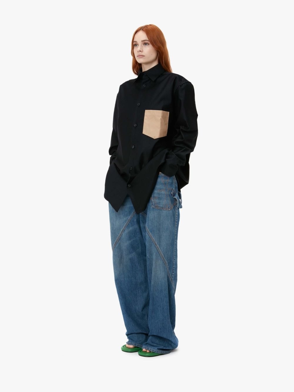 CONTRAST PATCH POCKET OVERSIZED SHIRT - 5