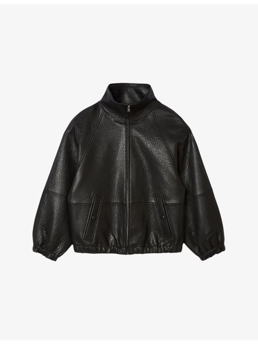 High-neck oversized leather jacket - 1