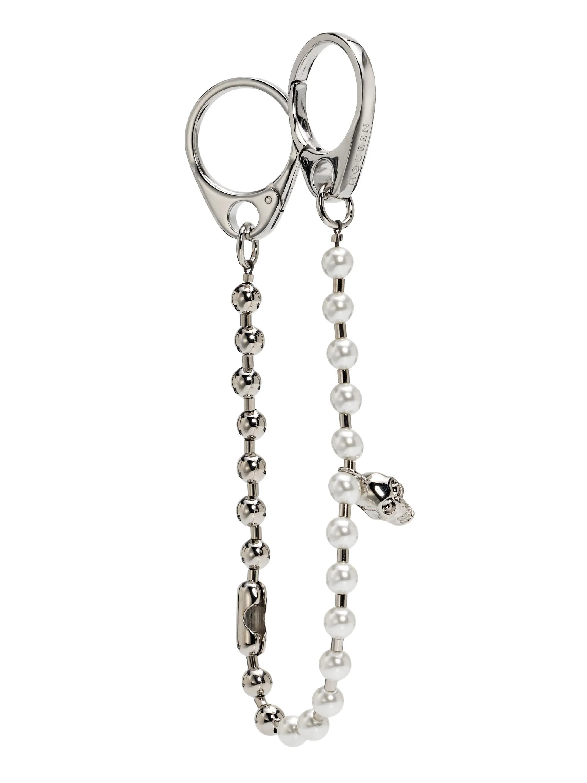 Women's Skull & Imitation Pearl-Beaded Chain Charm - Pearl - 1