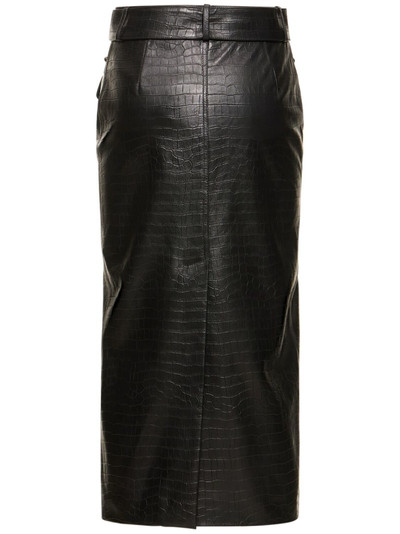 Alessandra Rich Croco print leather midi skirt w/ studs outlook
