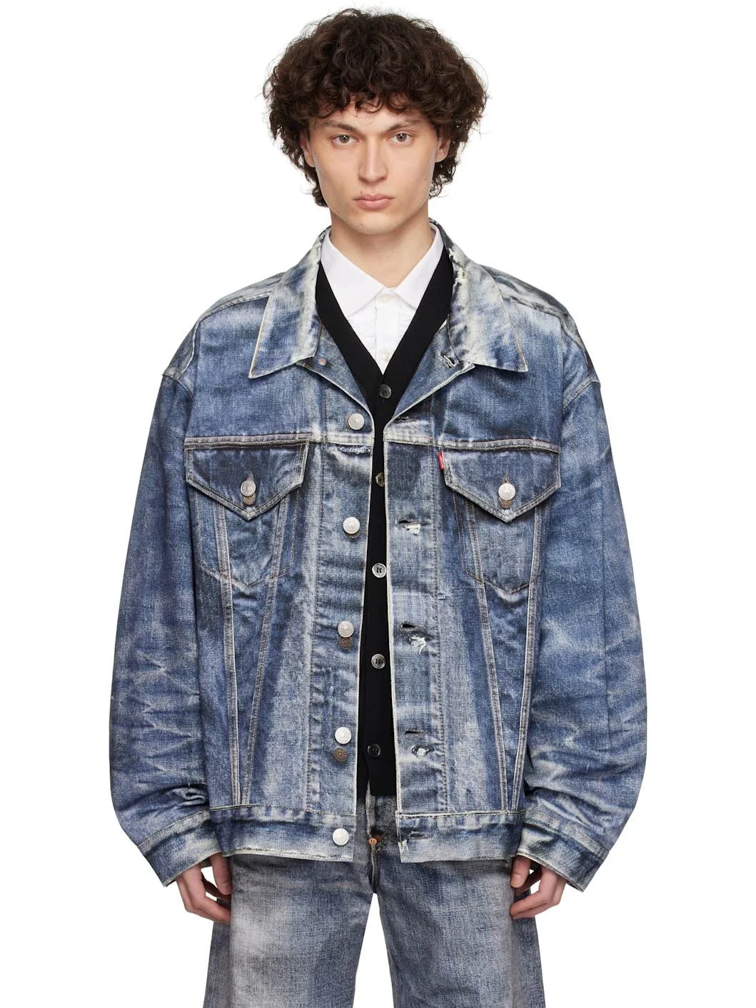 Navy Levi's Edition Cotton Twill Inkjet Print Jacket - 1