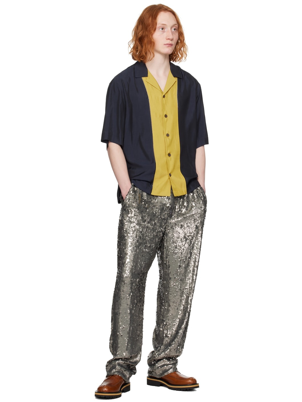 Gray Embellished Trousers - 4