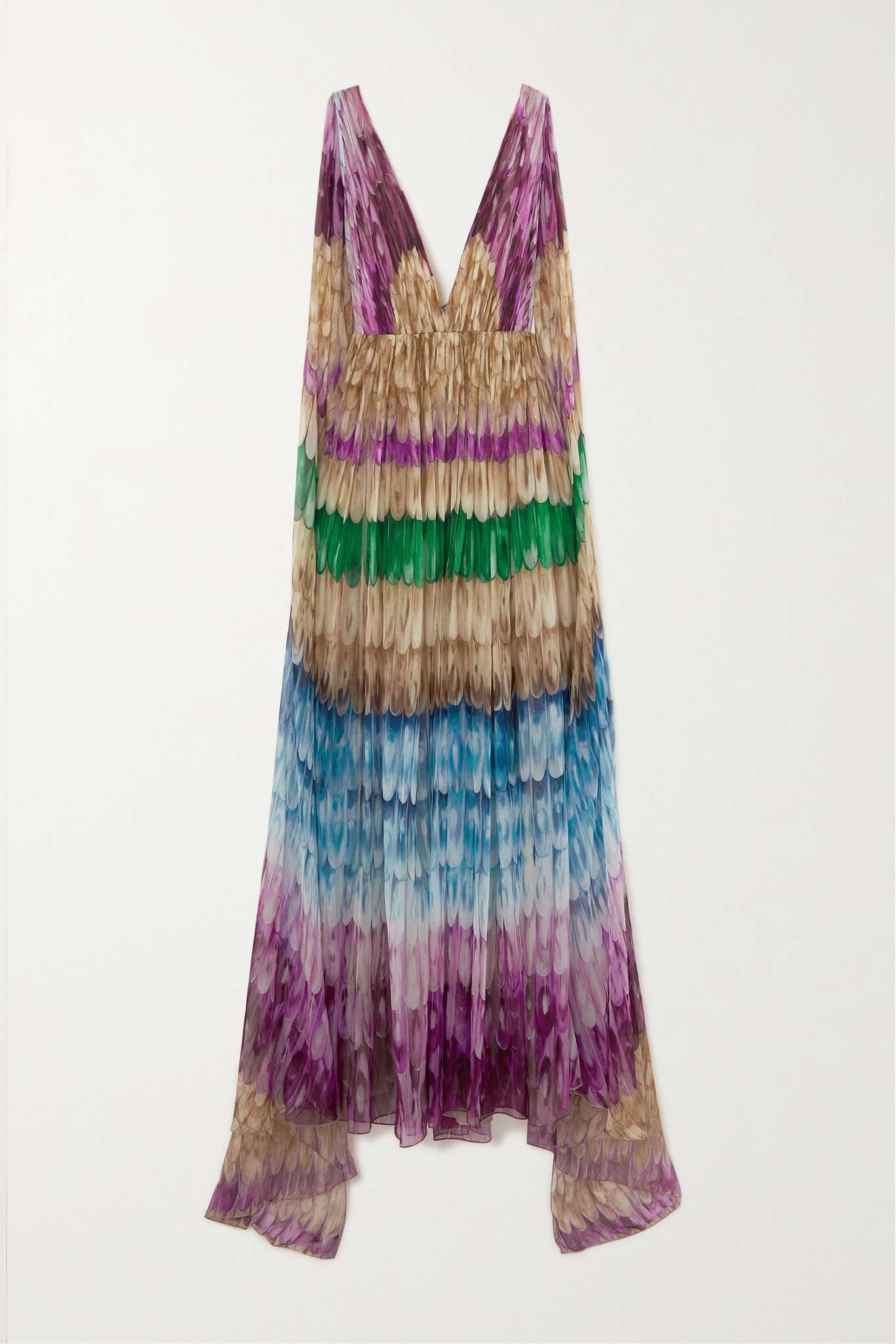 Draped printed silk-chiffon gown - 1
