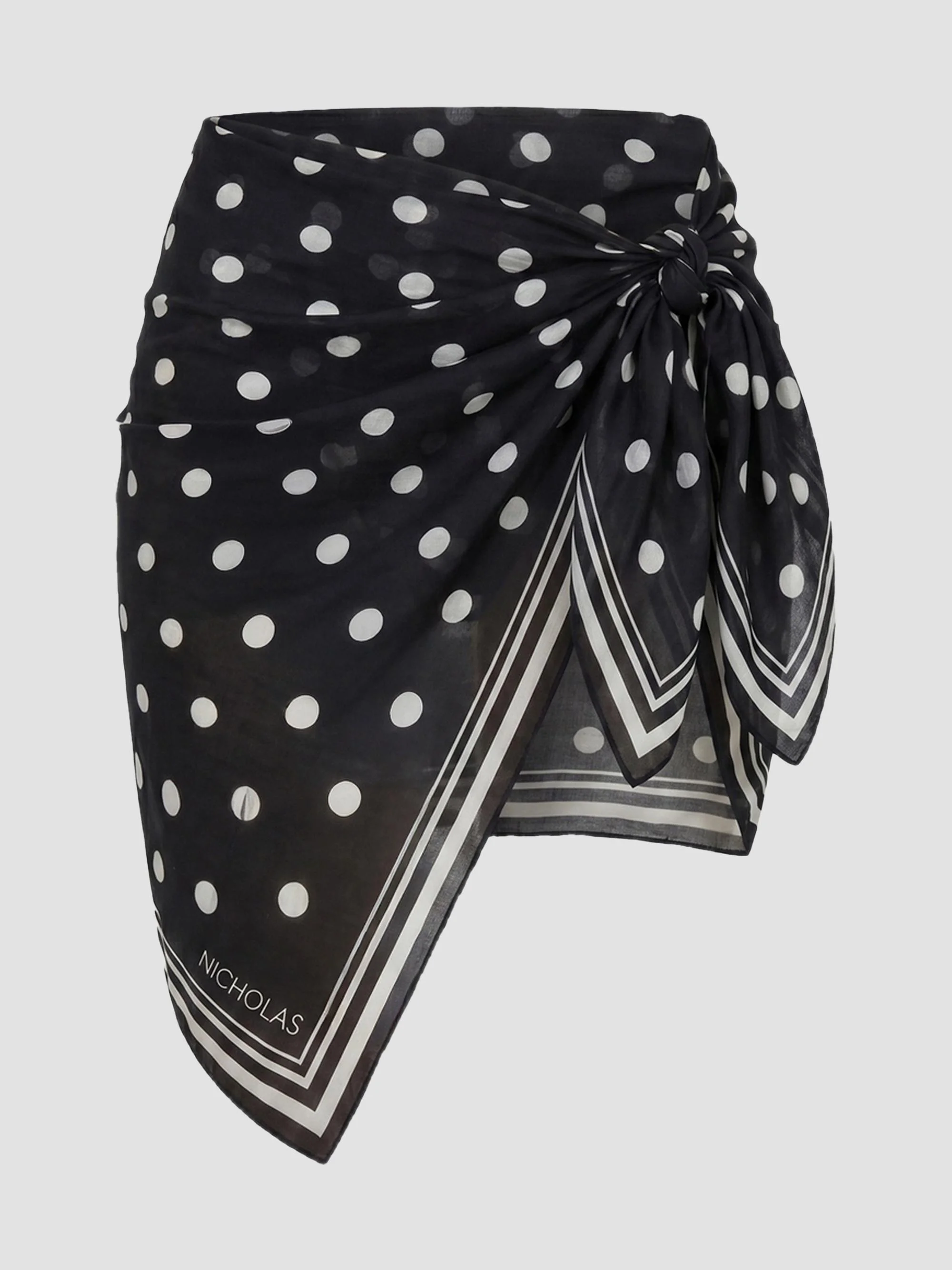 Women's Ursa Polka Dot Georgette Mini Sarong - Black Ivory Polka Dot - 1