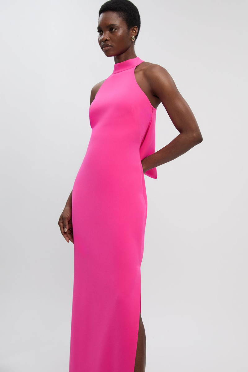 KAREN MILLEN Petite Soft Tailored Halter Neck Open Back Maxi Dress outlook