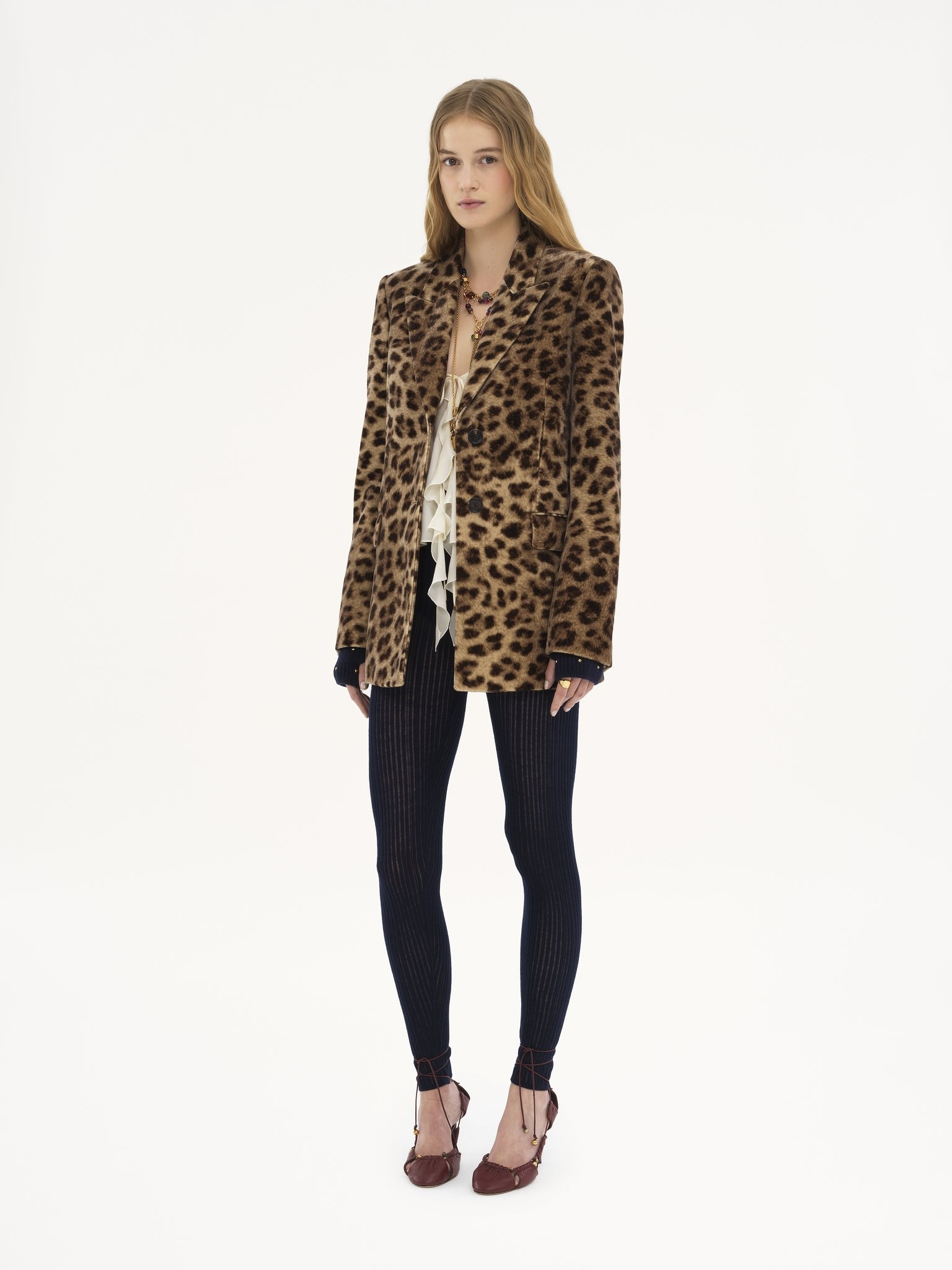 TAILORED JACKET IN LEOPARD-PRINT VELVET - 3