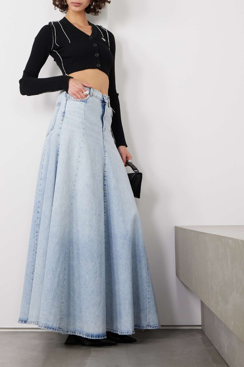 Off-White Cropped embroidered ribbed wool-blend cardigan outlook