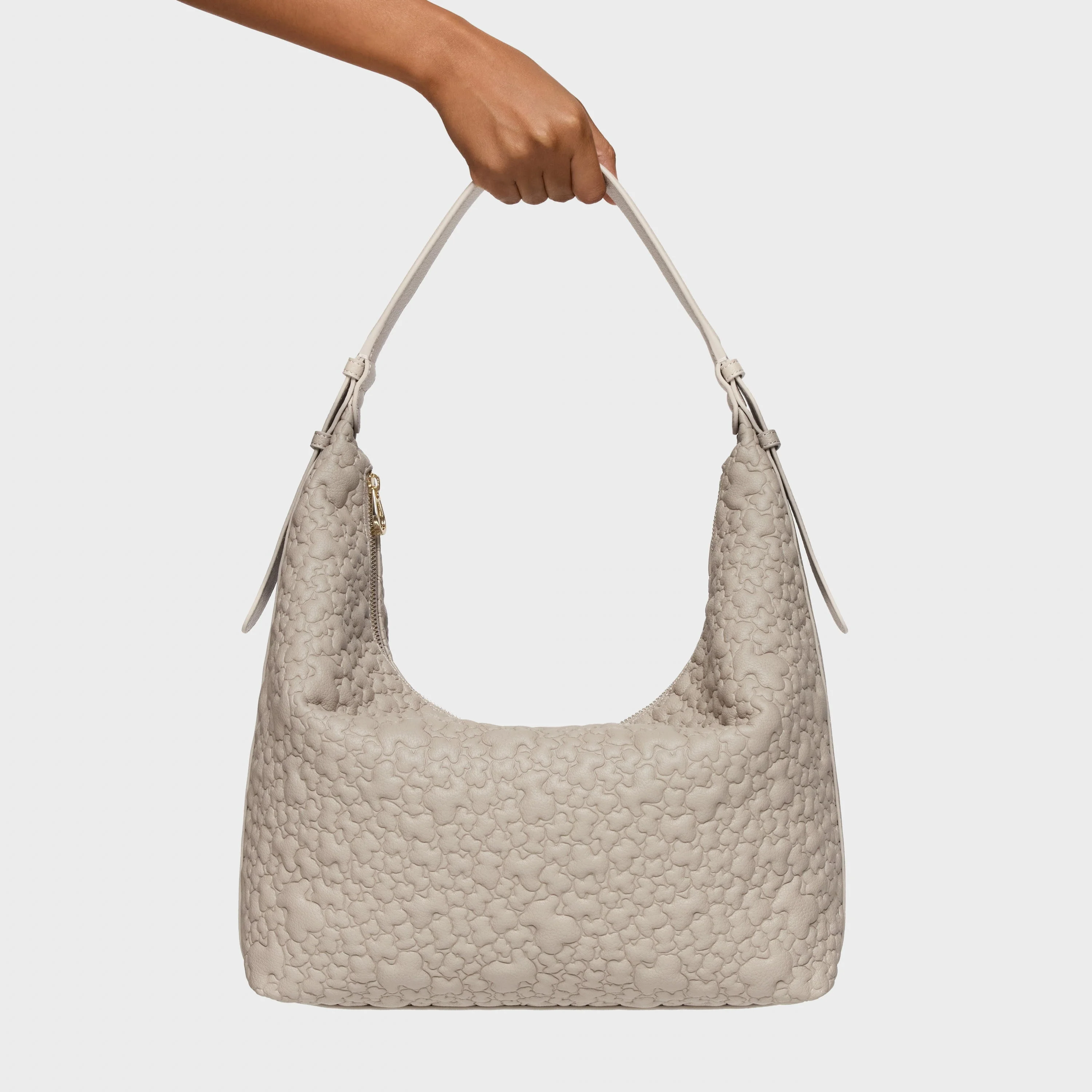 Large taupe-colored Shoulder bag TOUS Puffy Bear - 1