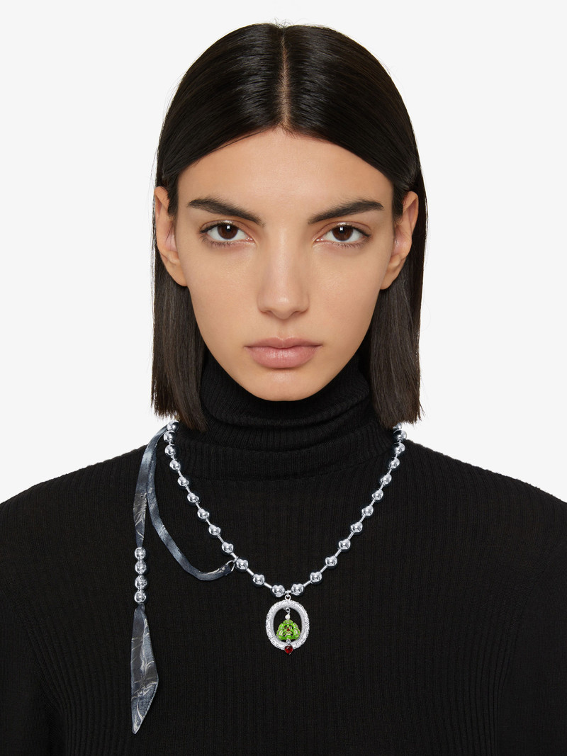 CLOWN NECKLACE IN METAL AND COTTON 4