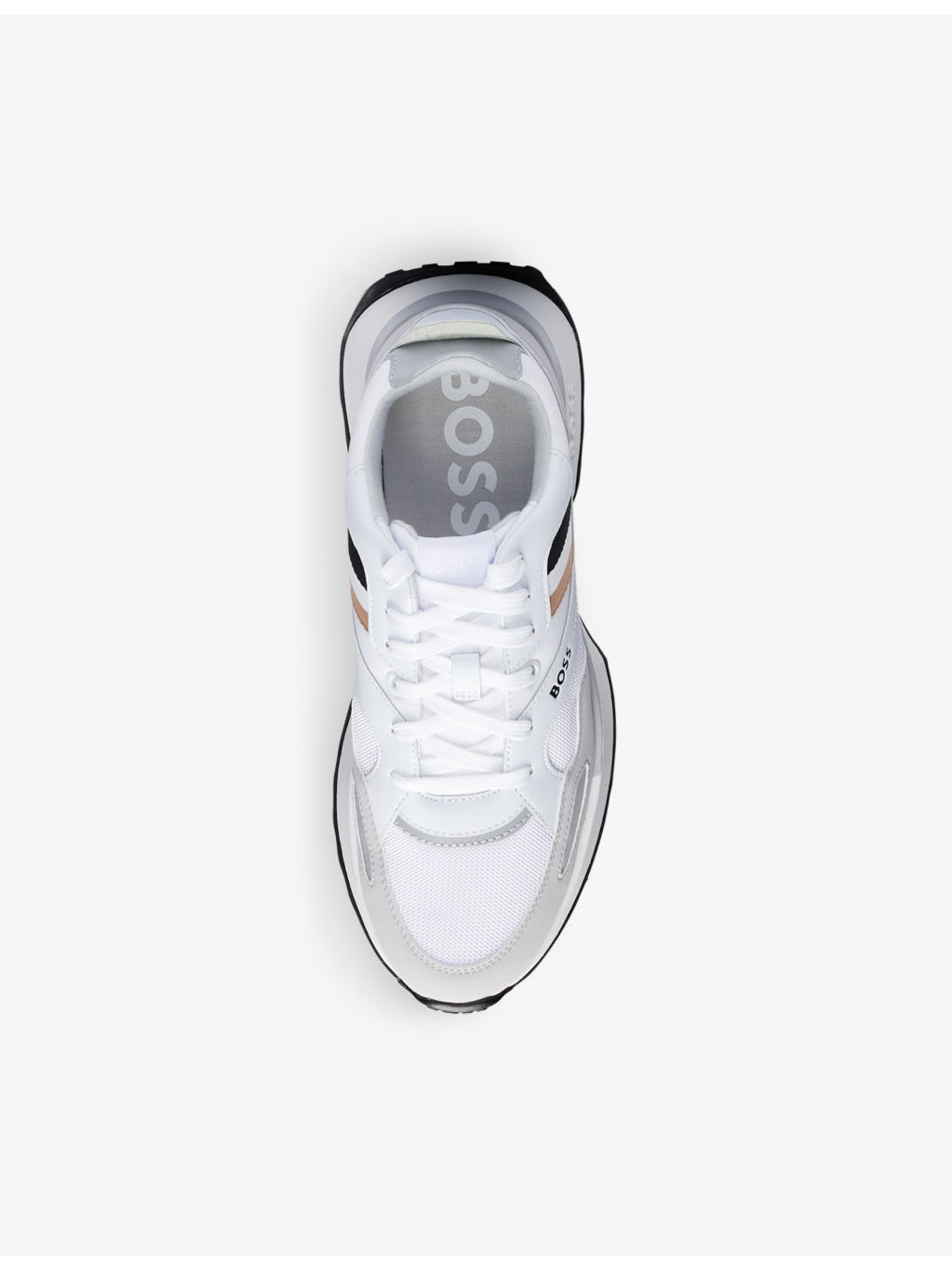 Brand-print mesh and faux-leather low-top trainers - 2