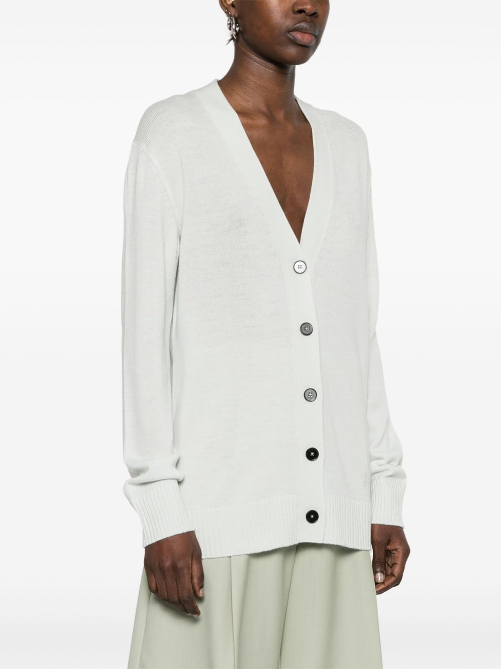 logo-embroidered cardigan - 3