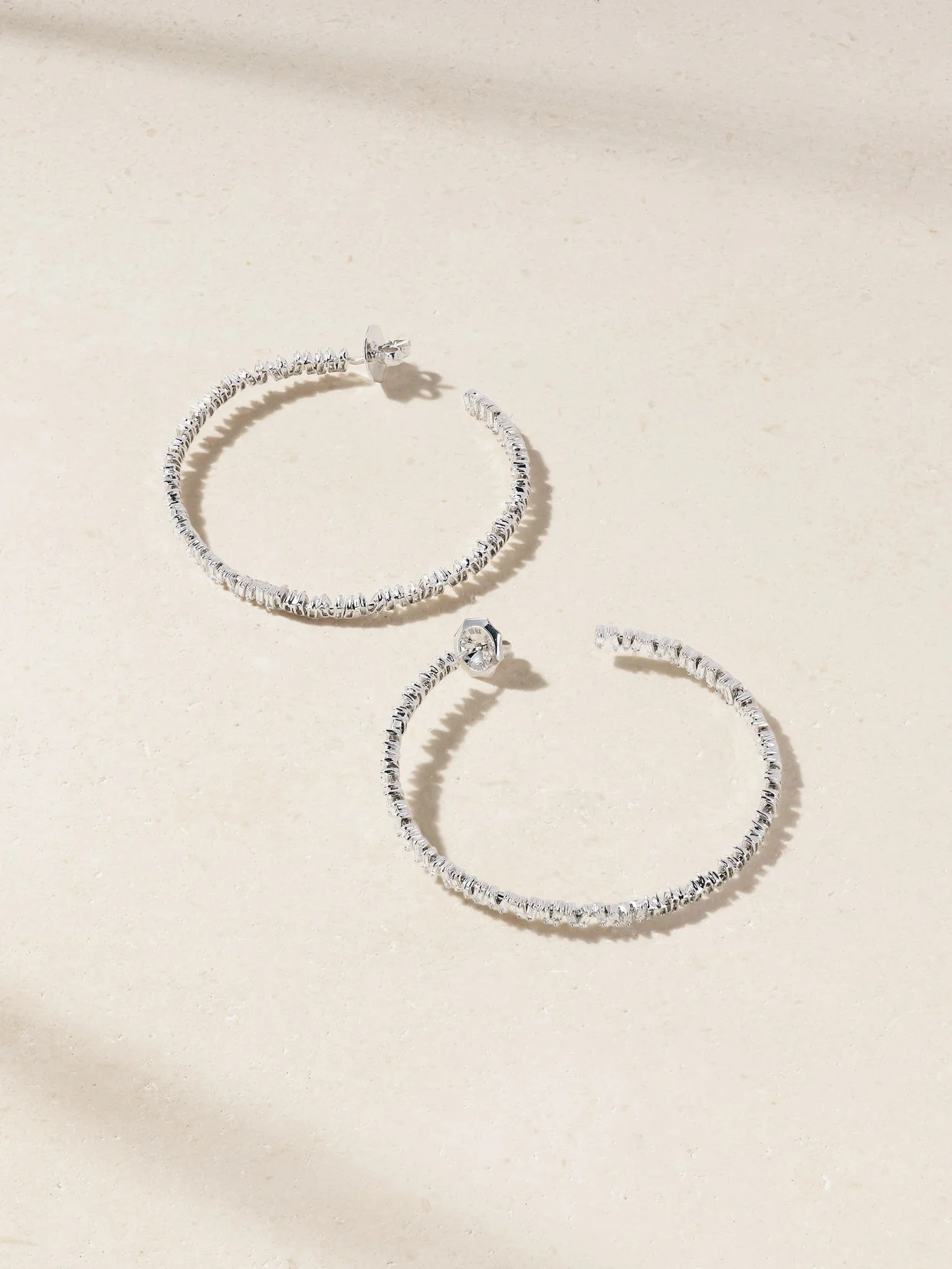18-karat White Gold Diamond Hoop Earrings - 1