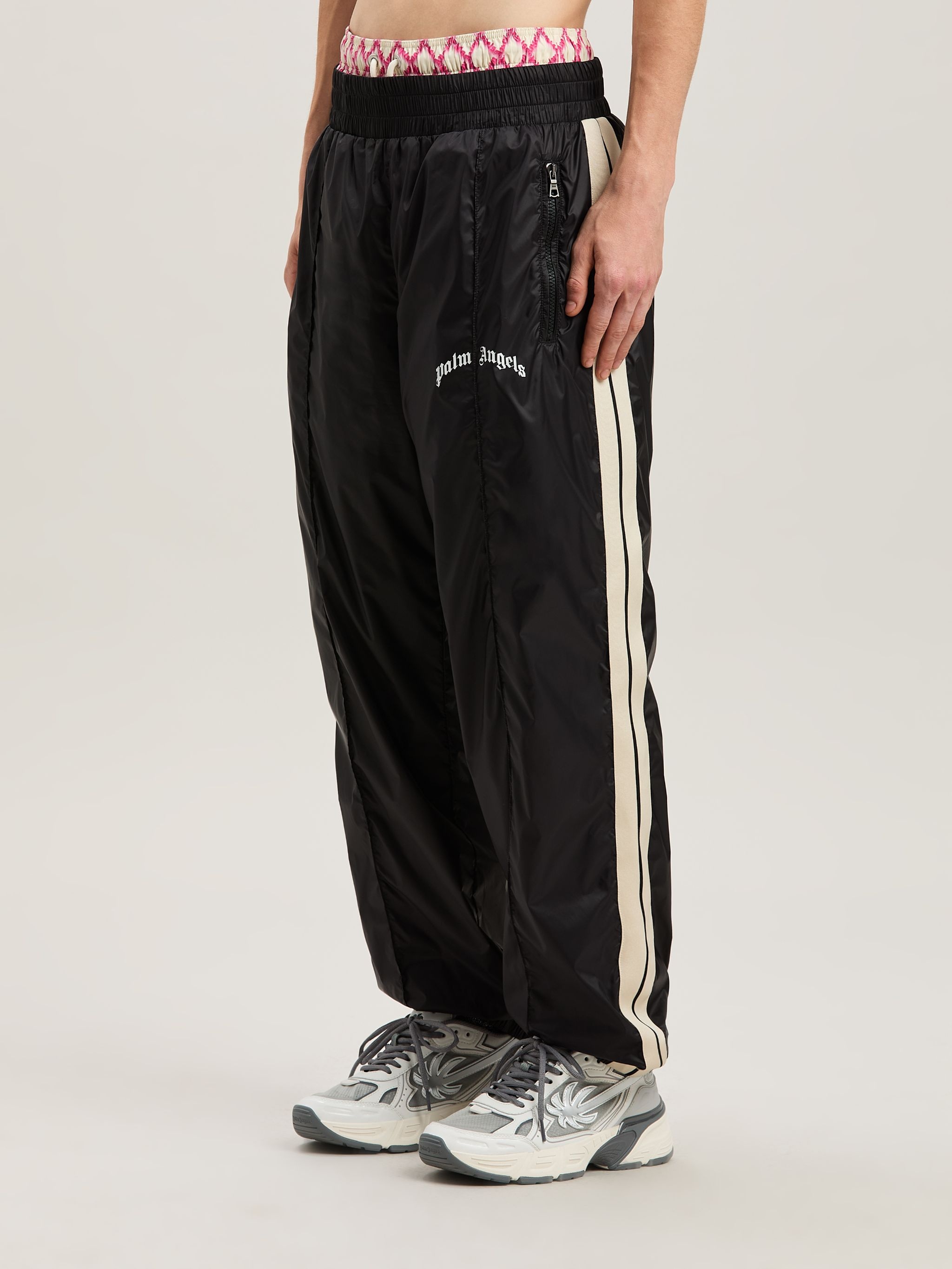 Nylon Track Pants Curved Logo - 4