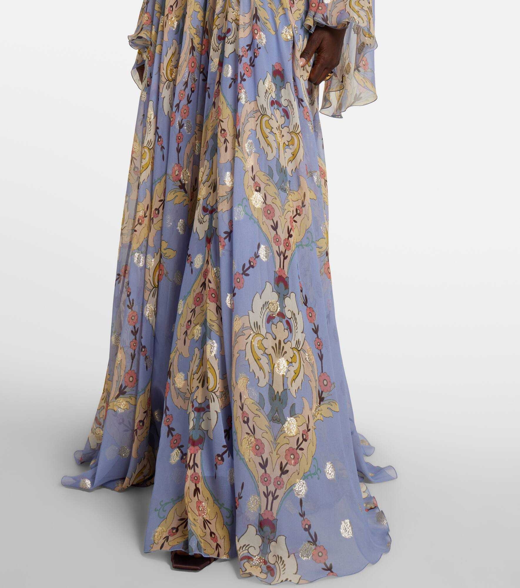 Floral silk georgette gown - 6