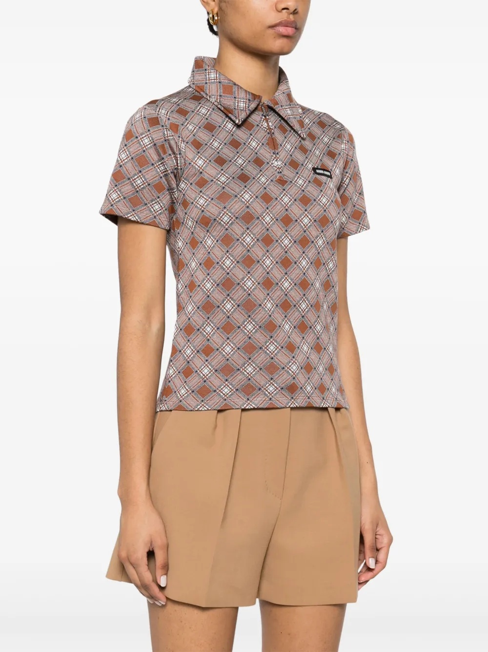 MIU MIU - Women Silk Check Polo Shirt - 2