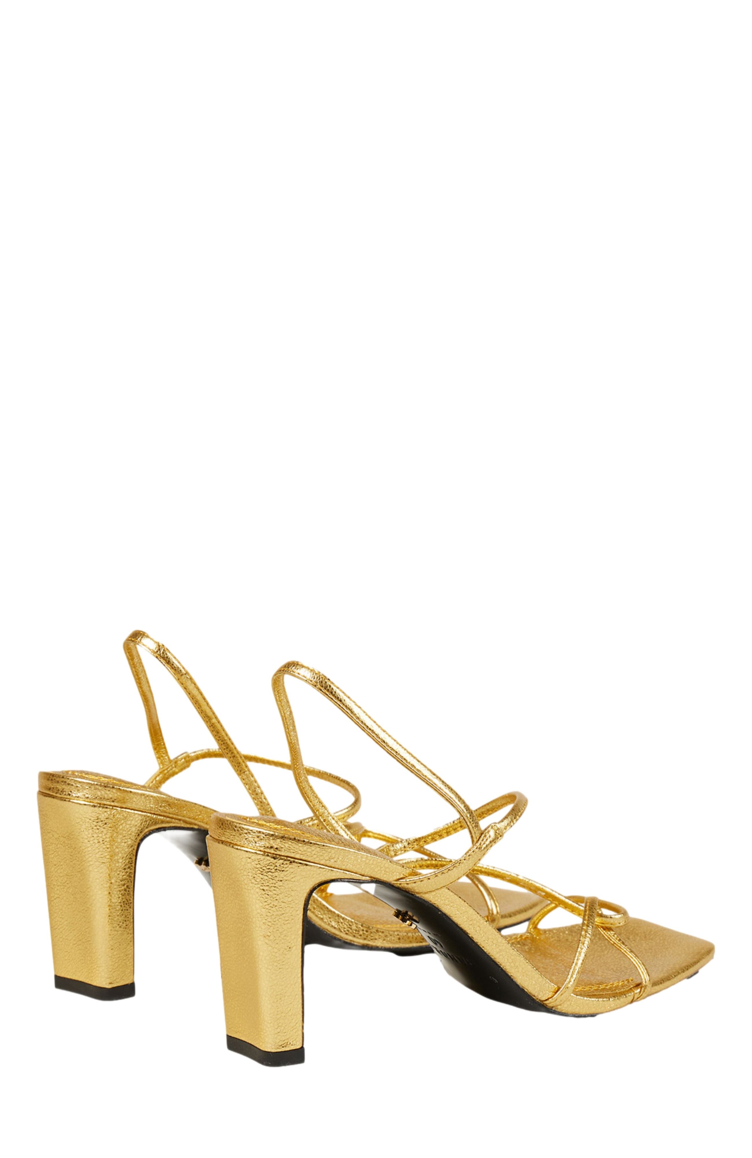 SANDRO Embossed leather sandals in Gold at Nordstrom - 3