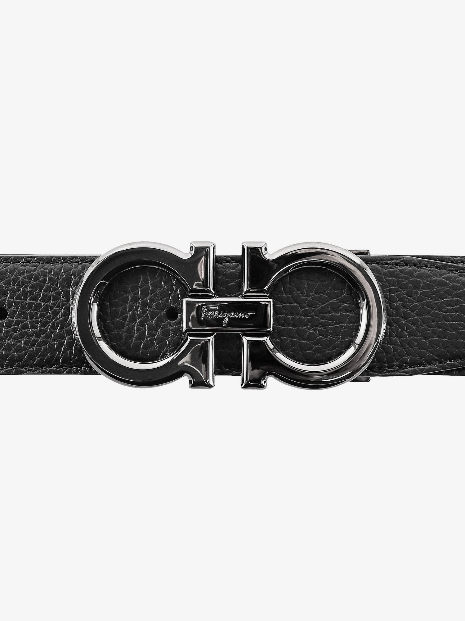 Ferragamo Textured Leather Belt With Iconic Gancini Buckle - 2
