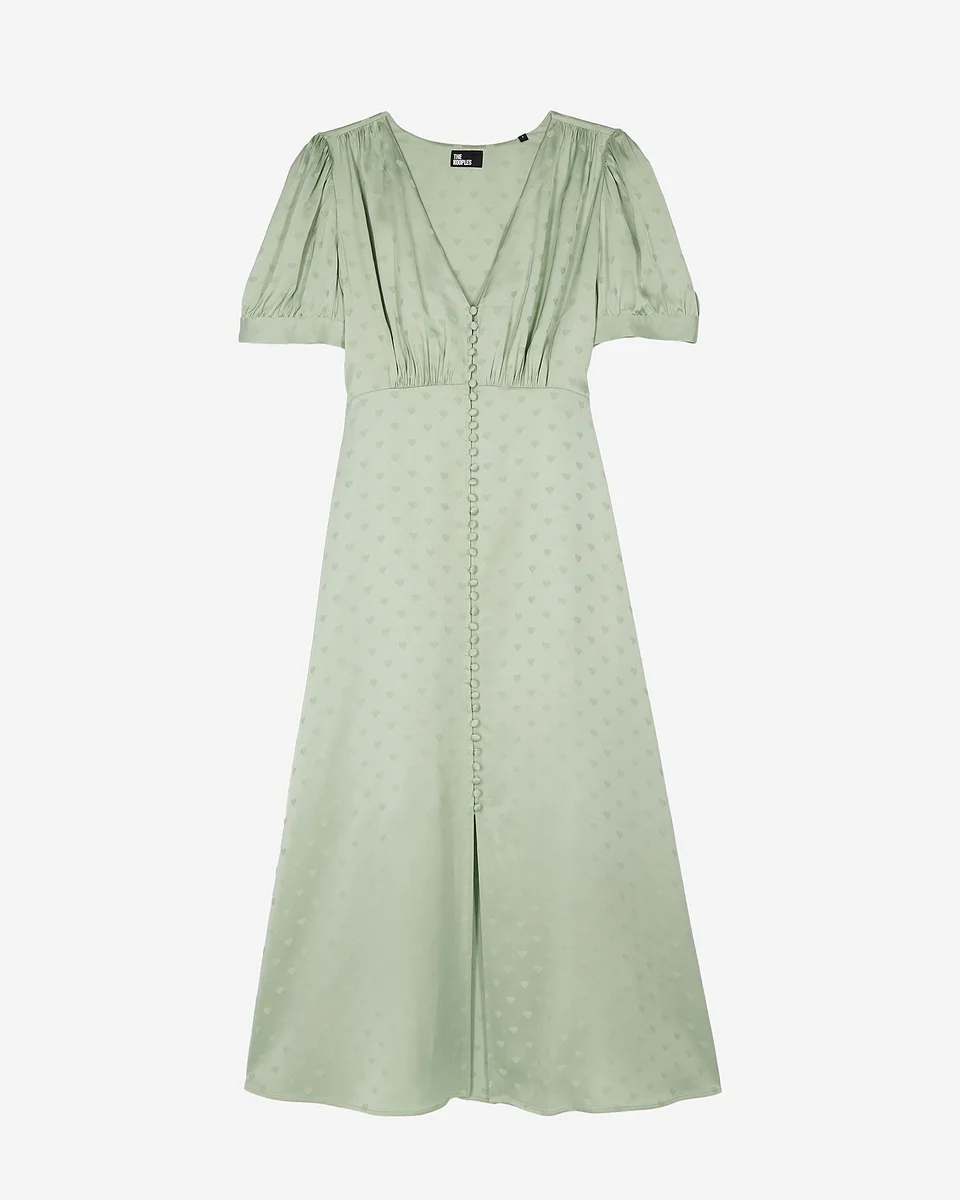 GREEN HEART JACQUARD MAXI DRESS - 1
