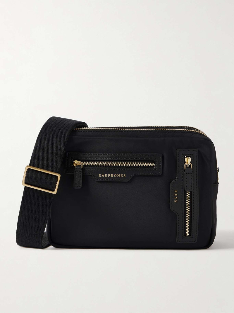 Leather-trimmed ECONYL® shoulder bag Black - 1