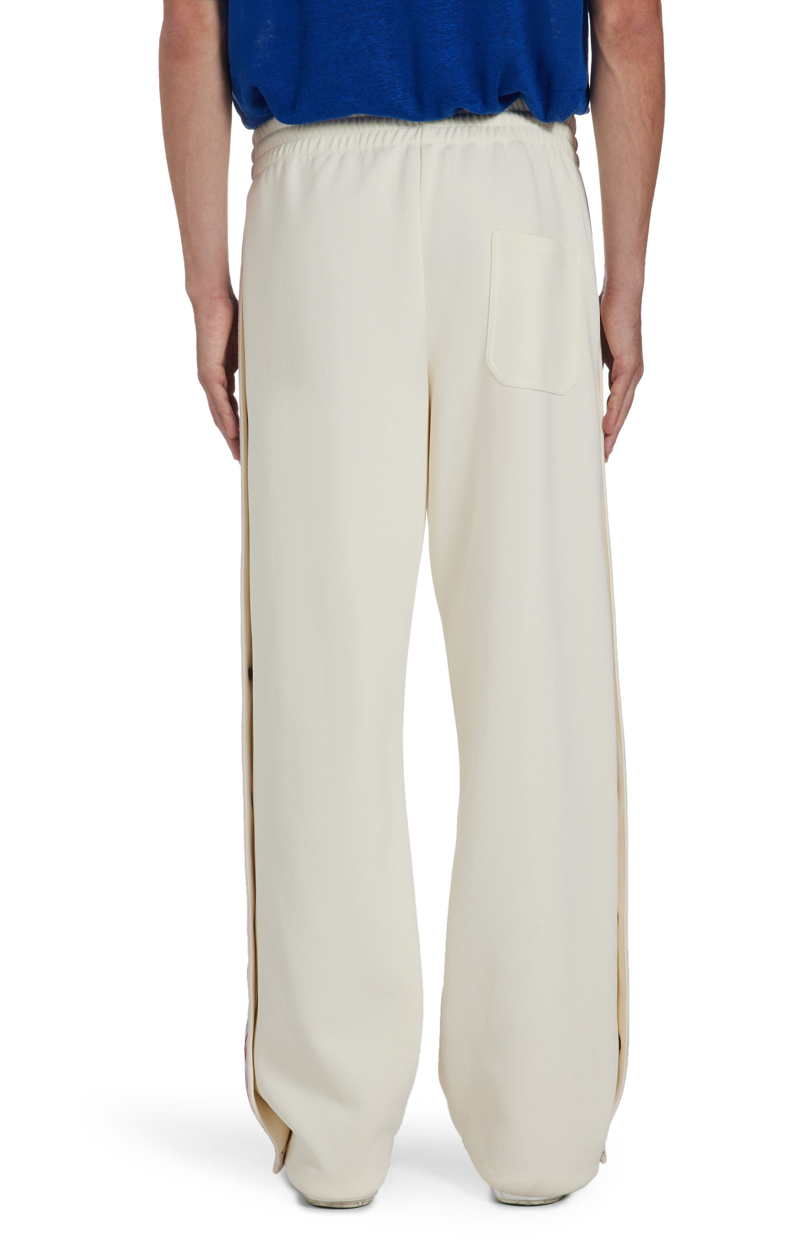 Golden Goose Side Stripe Snap Track Pants in Papyrus/Dark Blue at Nordstrom - 3