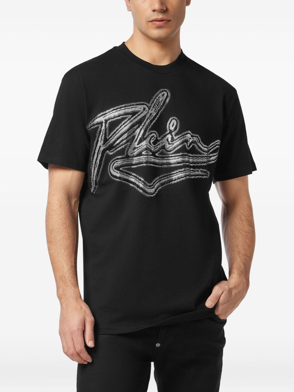 sequin-embellished round-neck T-shirt - 3