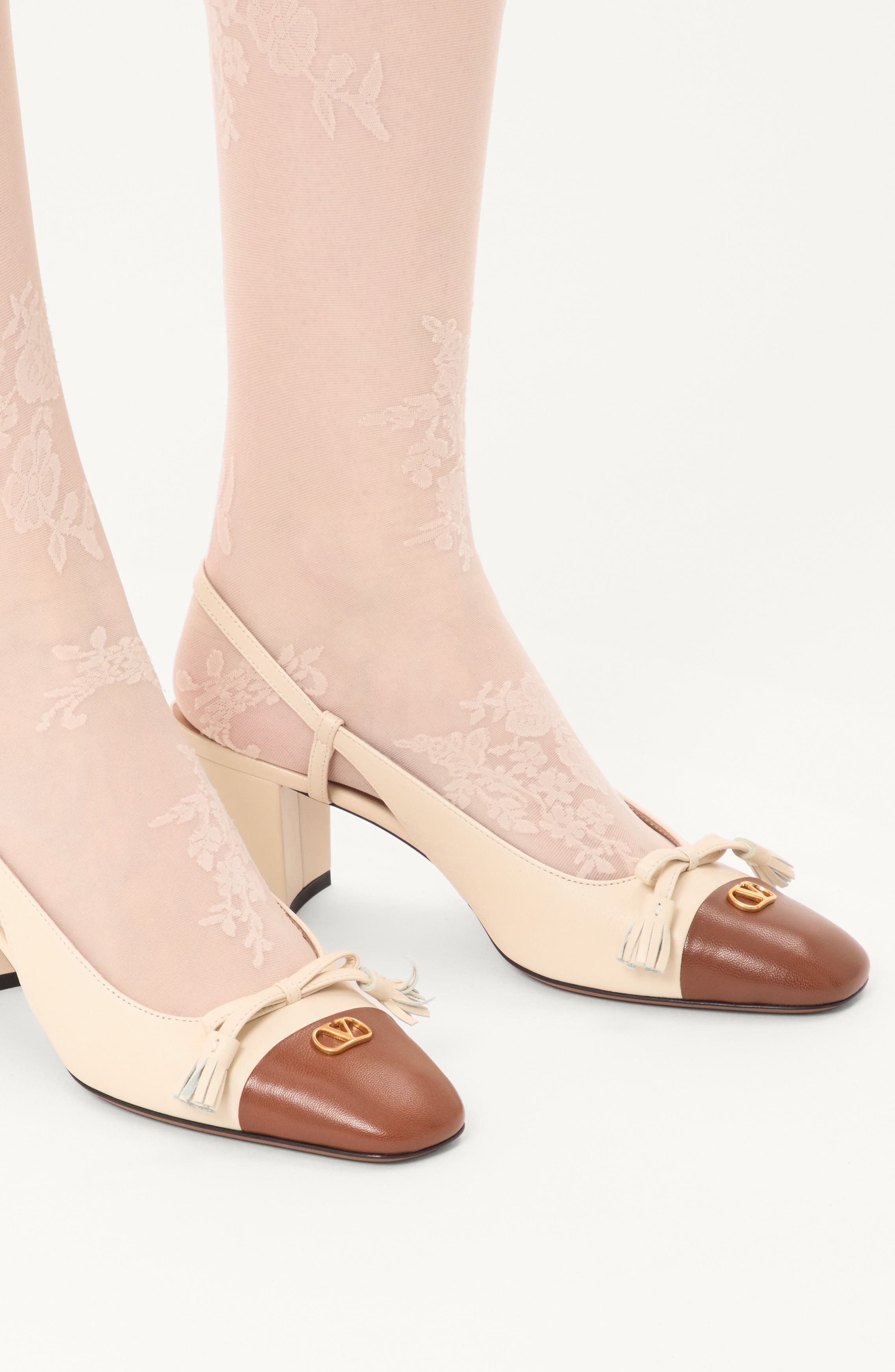 Valentino Garavani Valet du Roi Slingback Pump in Butter White/Tobacco at Nordstrom - 2