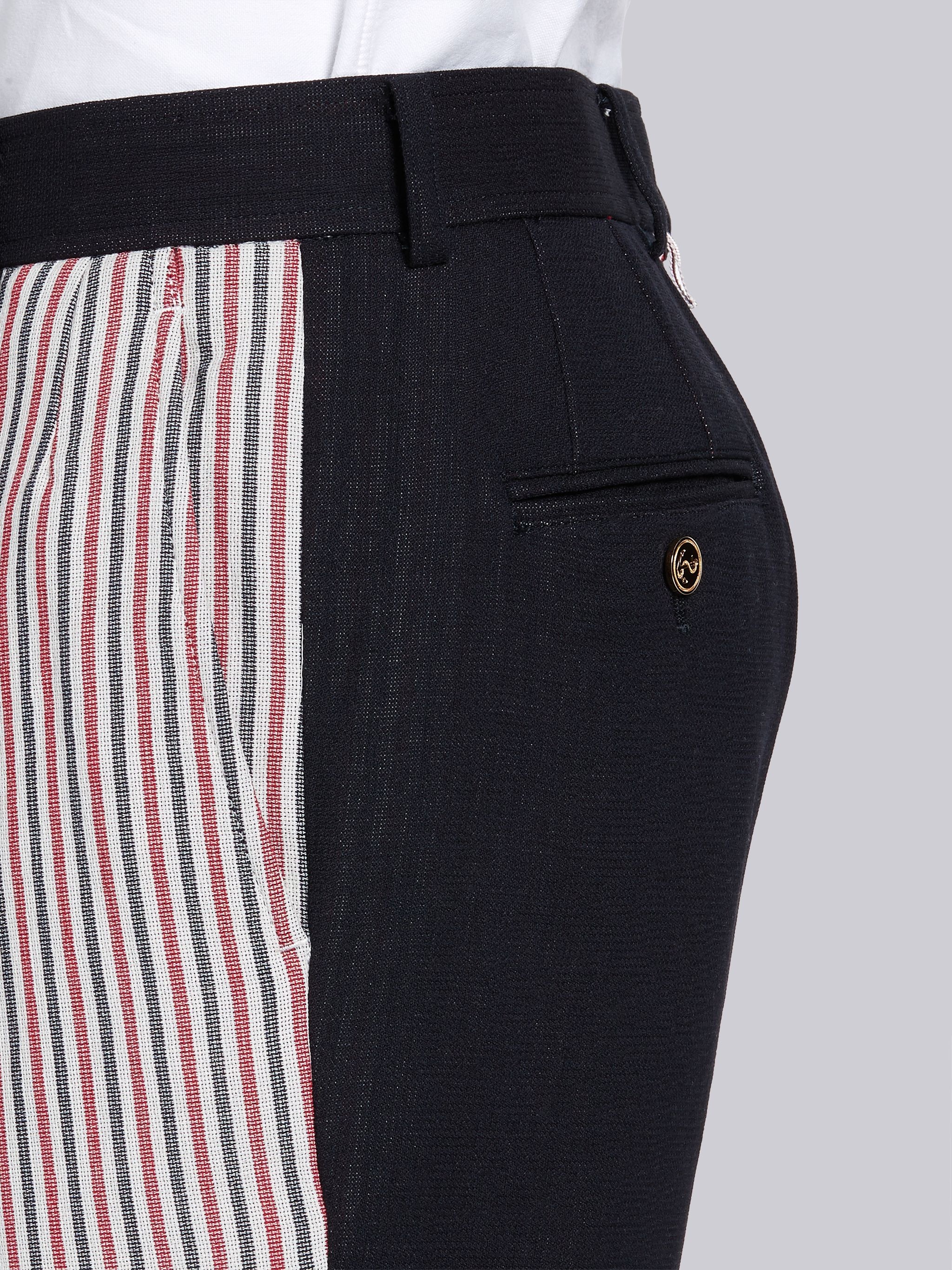 Navy Wool Double Face Crepe Funmix Chino Short - 5