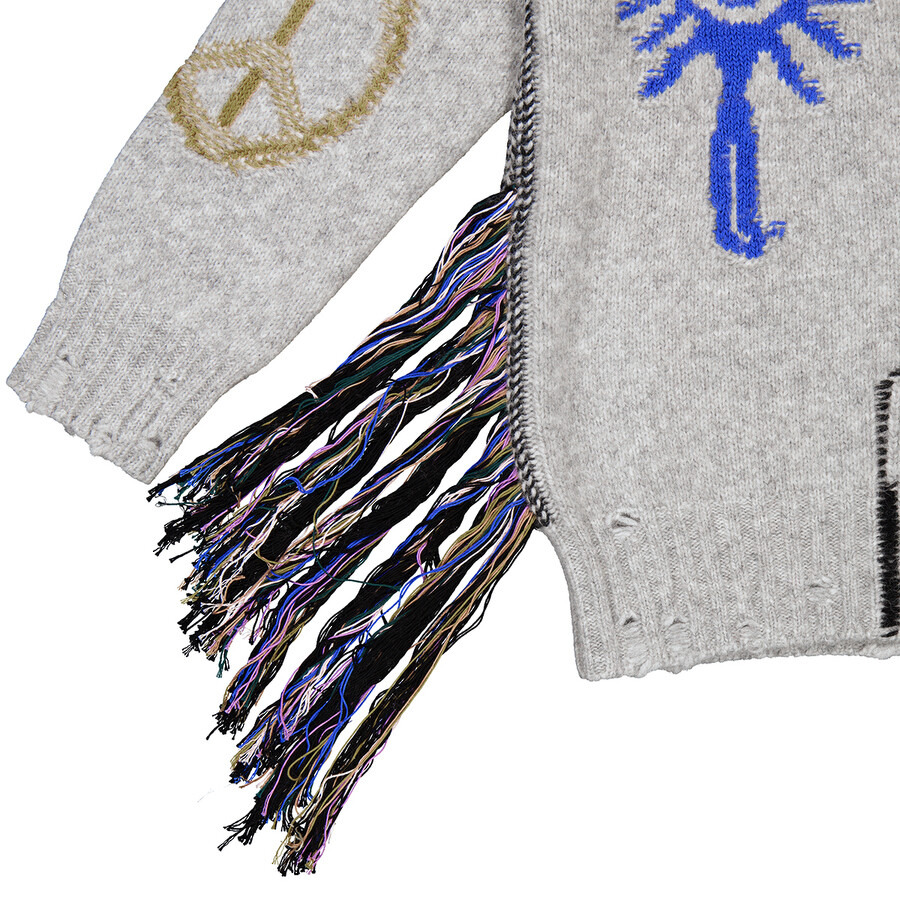 Stella McCartney Folk Artwork Wool Blend Knit Sweater In Grey - 2