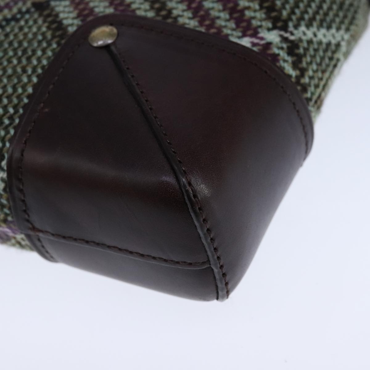 Burberry Nova Check Shoulder Bag Wool Green Brown Gold - 9